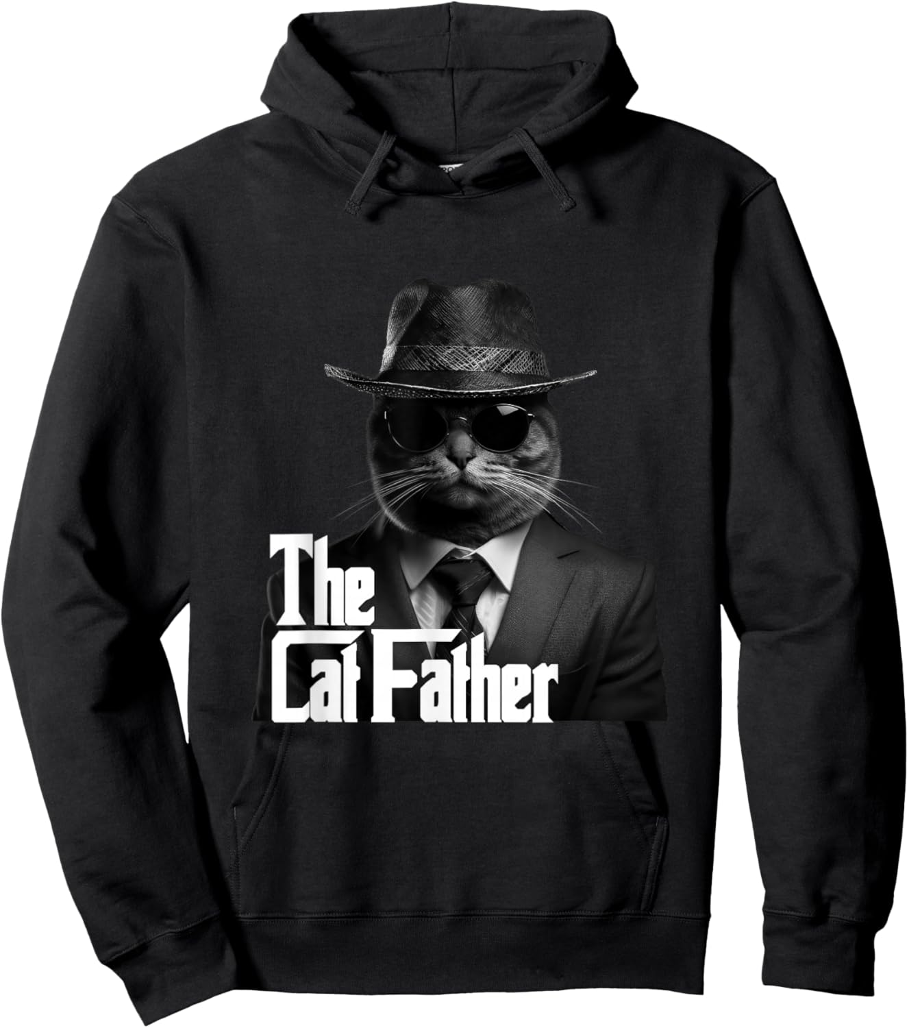 The Catfather Fathersday Best Birthday Cat Dad Funny Gift Hoodie - Hoodie | Black
