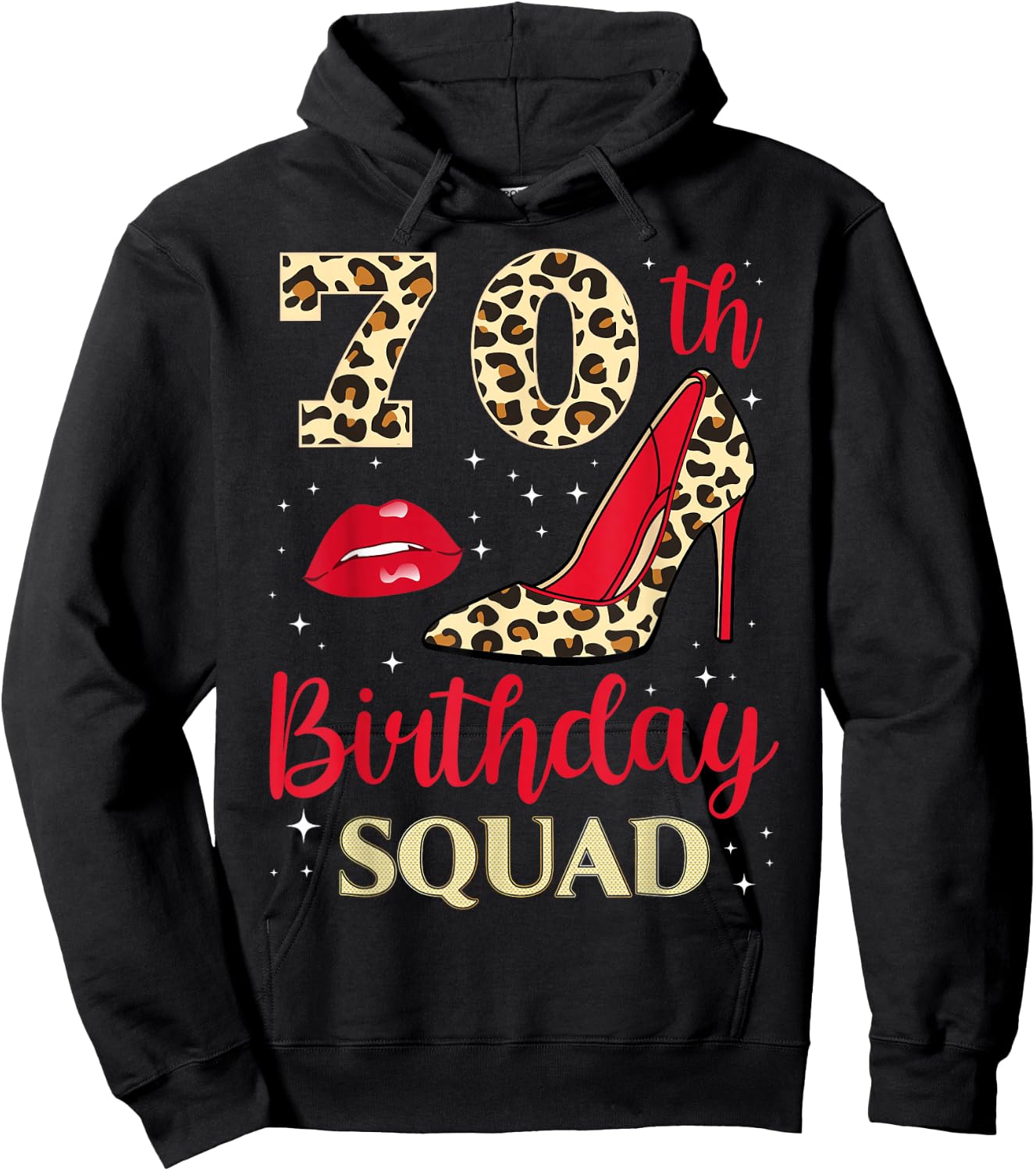 70 Year Old Birthday Squad Leopard 70th B-Day Family Hoodie - Hoodie | Black