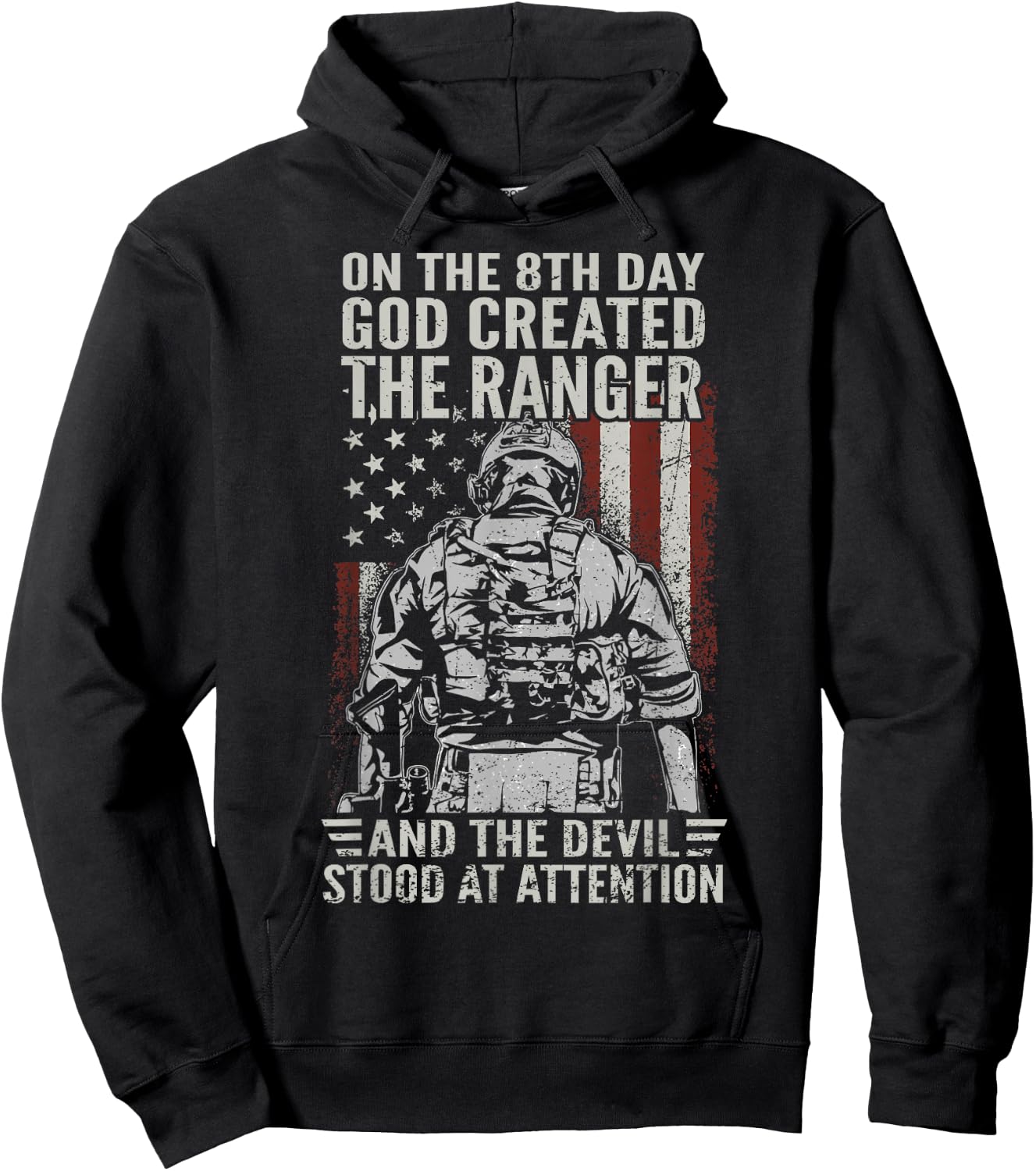 On 8th Day God Created US Army Ranger Veteran Flag American Hoodie - Hoodie | Black