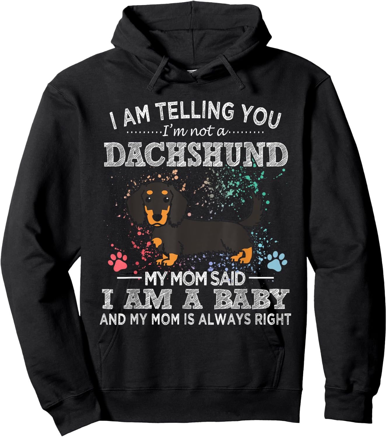 Funny Black And Tan Long-Haired Dachshund Mom Puppy Dog Mama Women Hoodie - Hoodie | Black