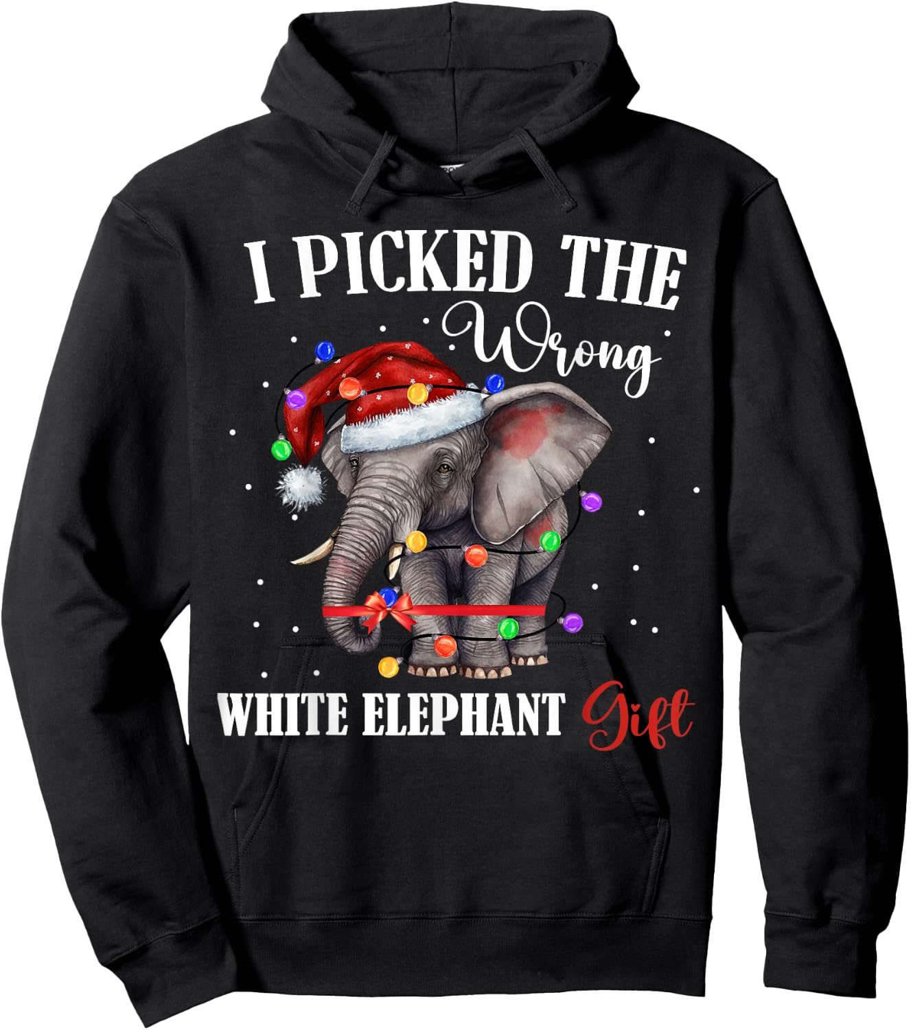Funny White Elephant Gift Wrapped Elephant Dumb Gift Hoodie - Hoodie | Black