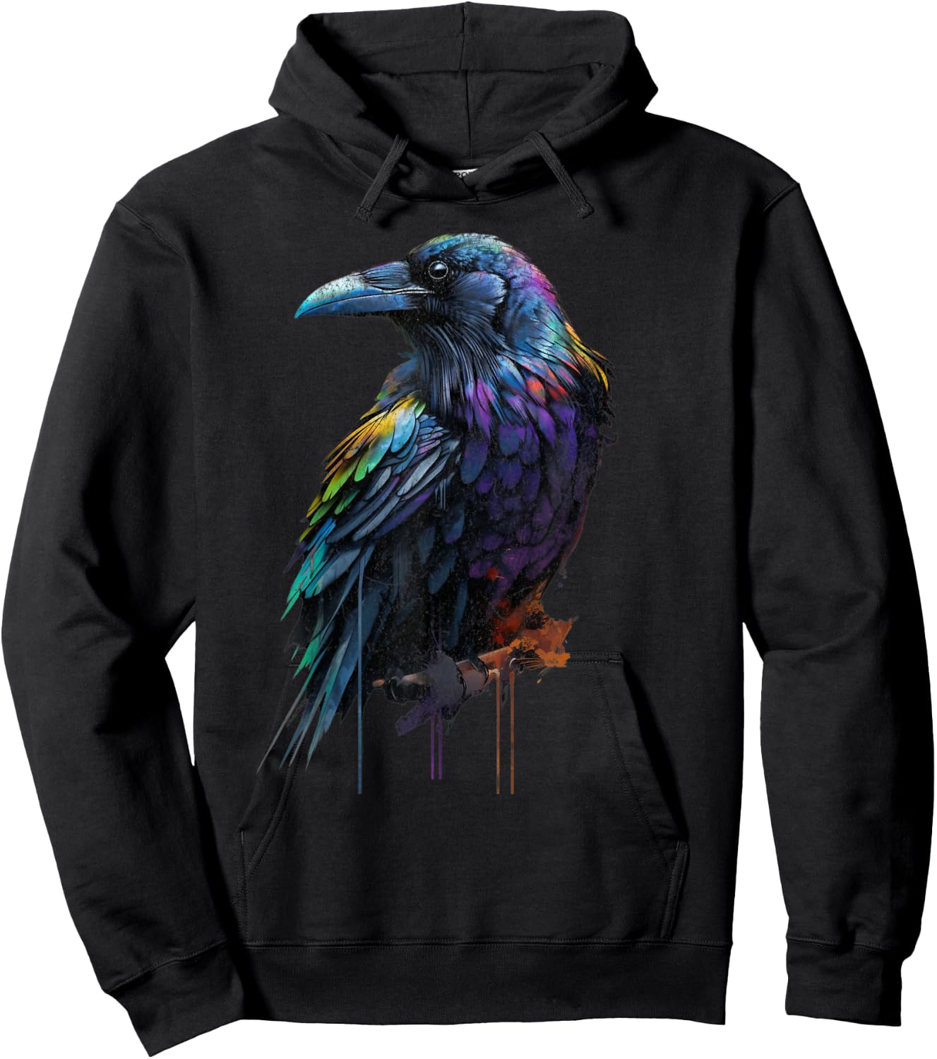 Colorful Cute Raven Crow Birding Bird Animal Lover Retro Hoodie - Hoodie | Black