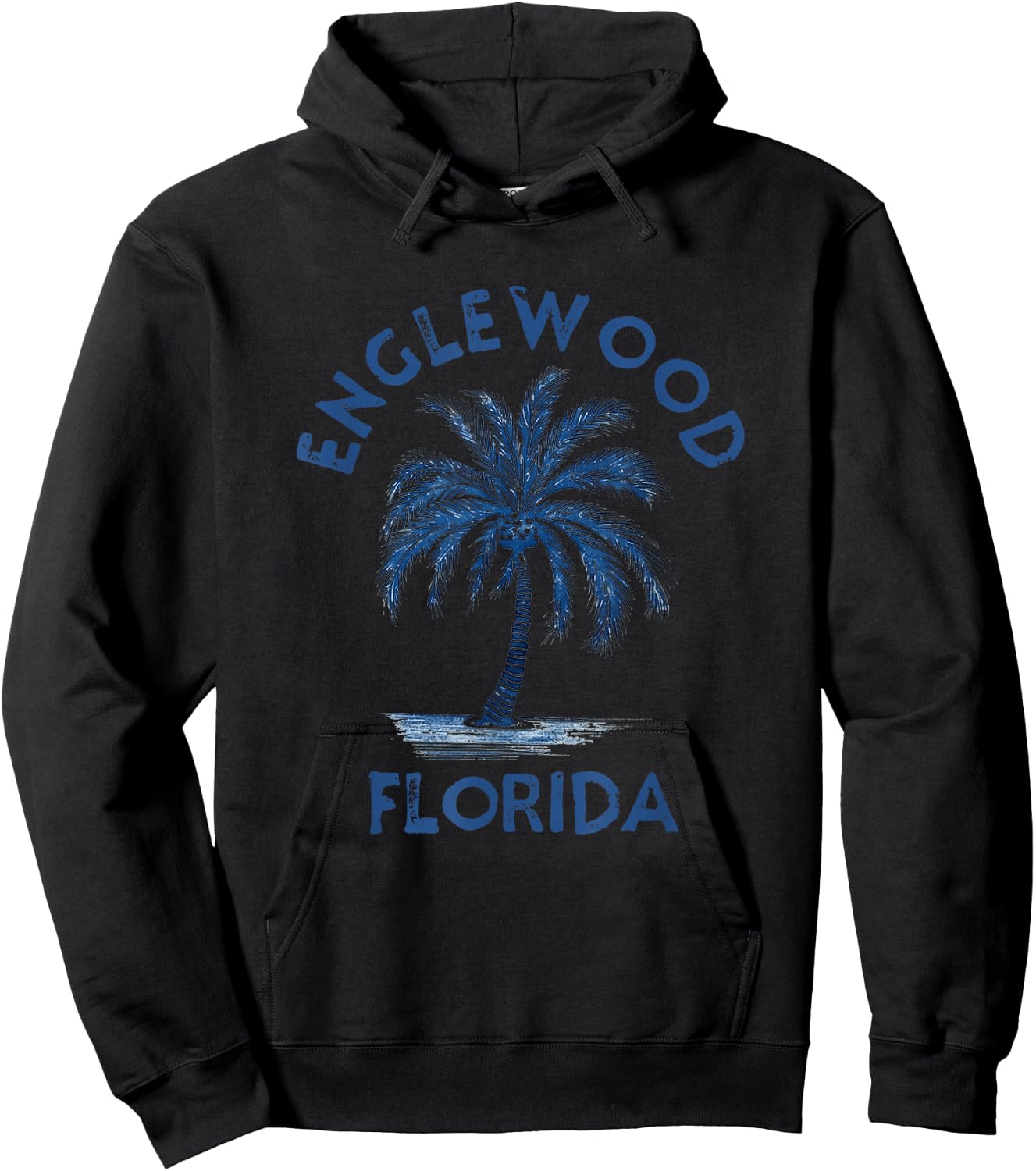 Vintage Englewood Florida Palm Tree FL Retro Hoodie - Hoodie | Black