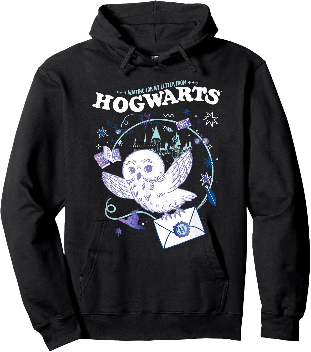 Harry Potter Deathly Hallows 2 Hogwarts Owl Messenger Hoodie - Hoodie | Black