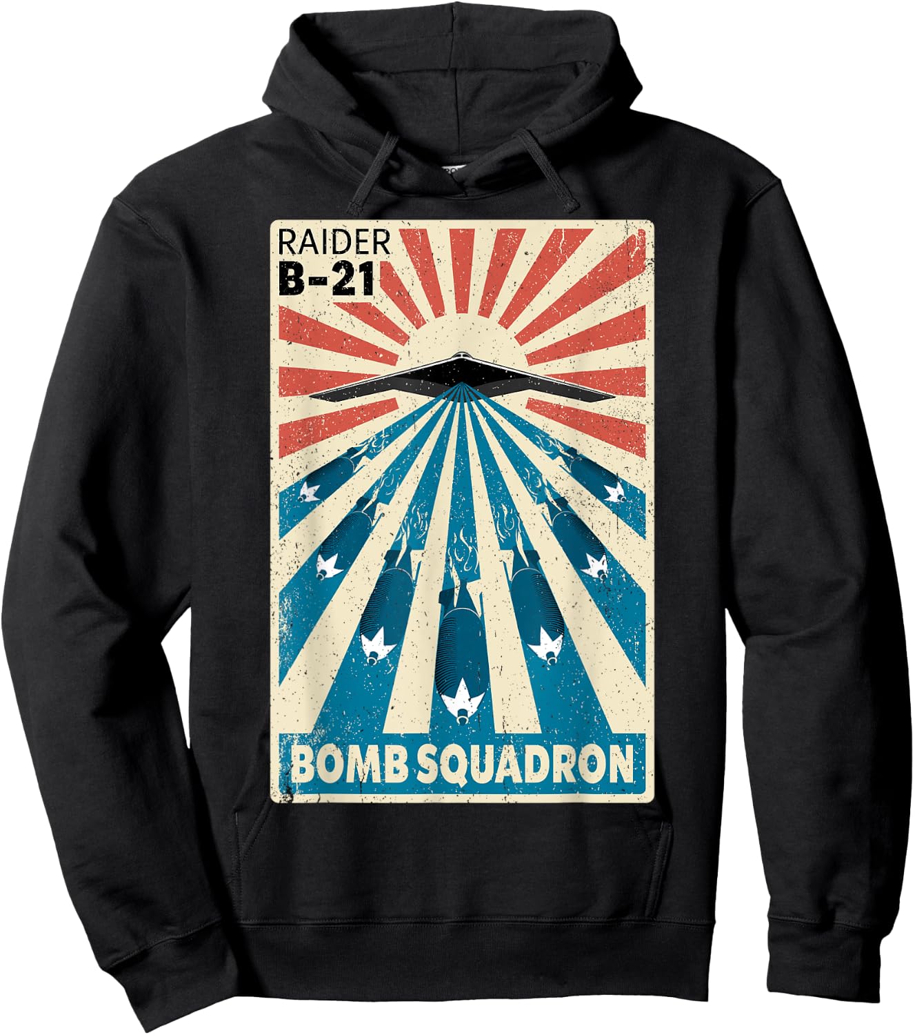 B-21 Raider Stealth Bomber Vintage Bomb Squadron Poster Hoodie - Hoodie | Black