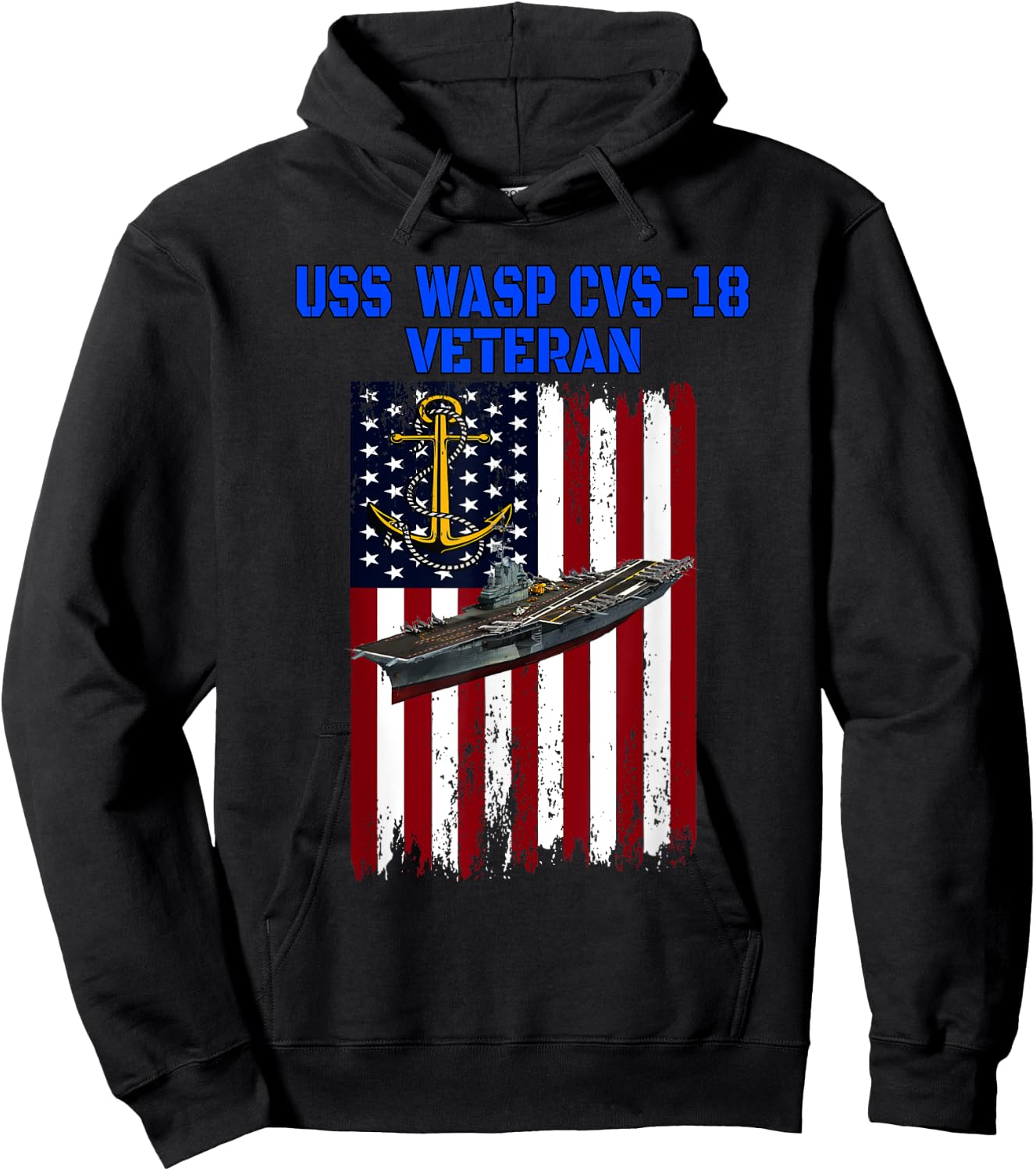 USS Wasp CVS-18 Aircraft Carrier Veterans Day Father's Day Hoodie - Hoodie | Black