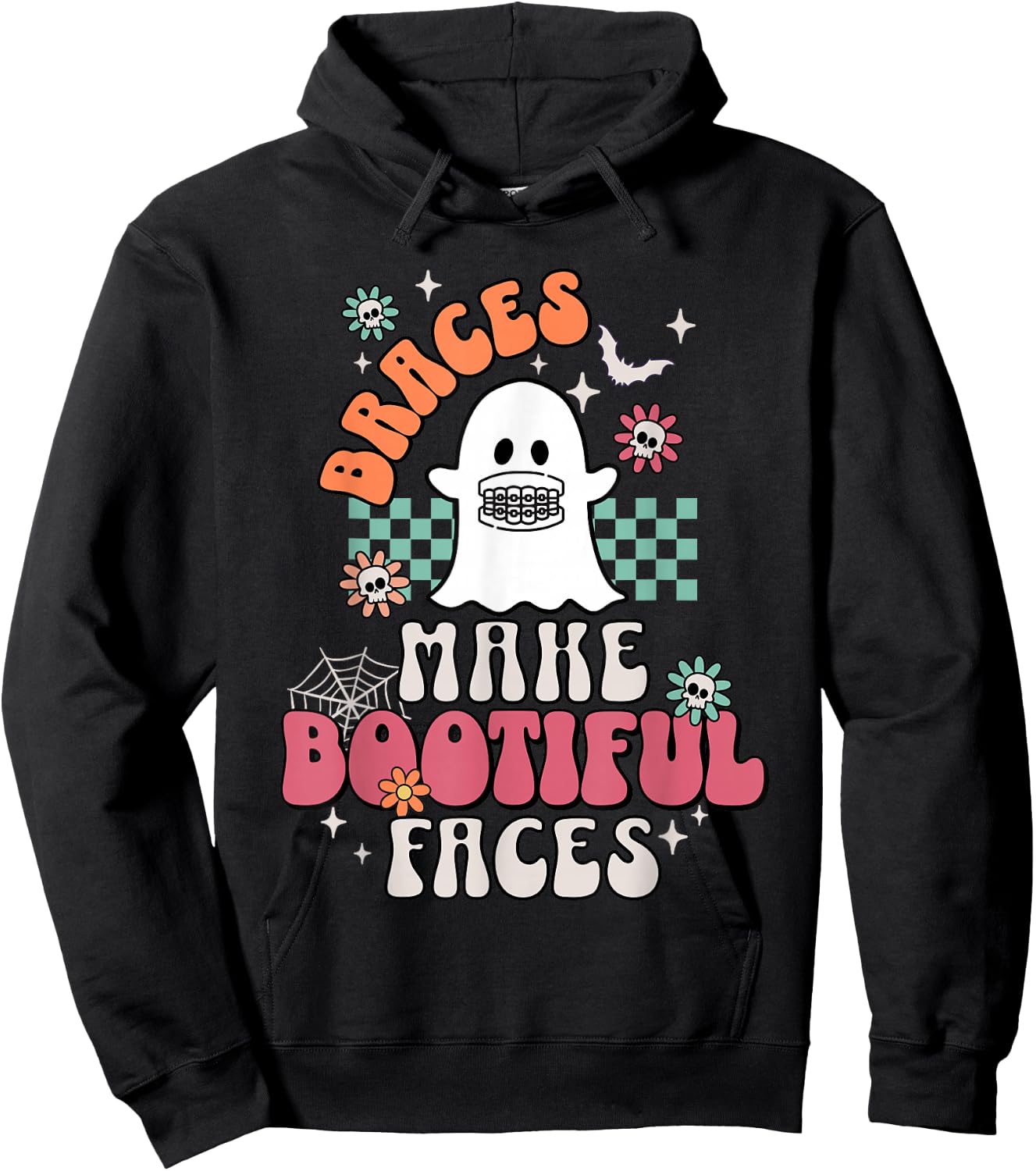 Braces Make Beautiful Faces Groovy Orthodontist Halloween Hoodie - Hoodie | Black