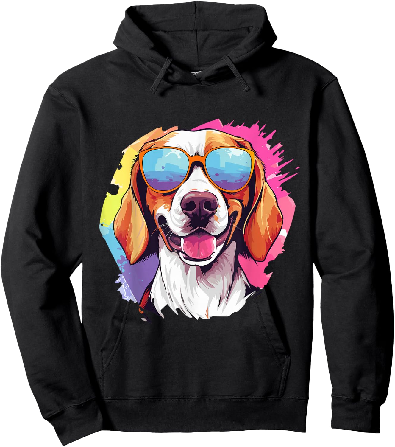 Colorful American Foxhound With Sunglasses Dog Lover Hoodie - Hoodie | Black