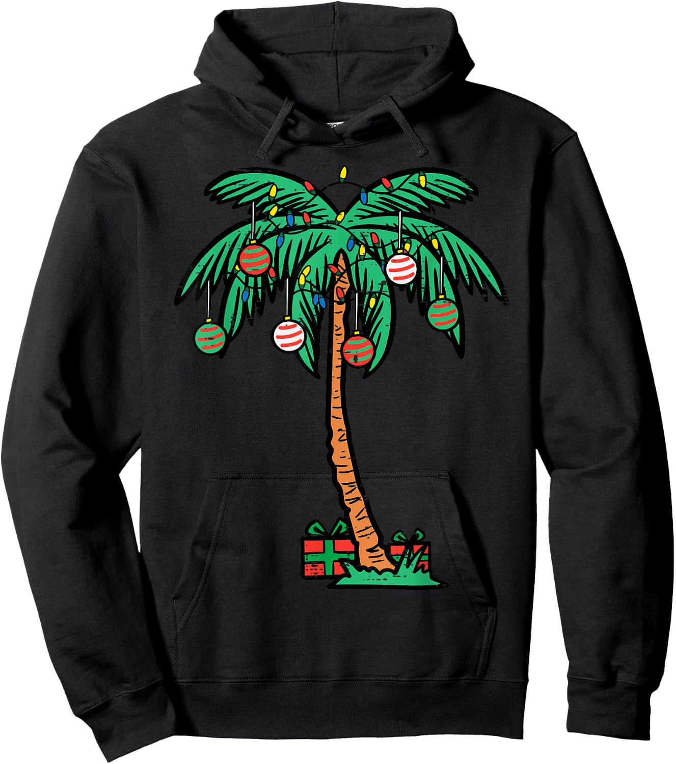 Christmas Palm Xmas Tree Tropical Beach Hawaii Women Men Kid Hoodie - Hoodie | Black