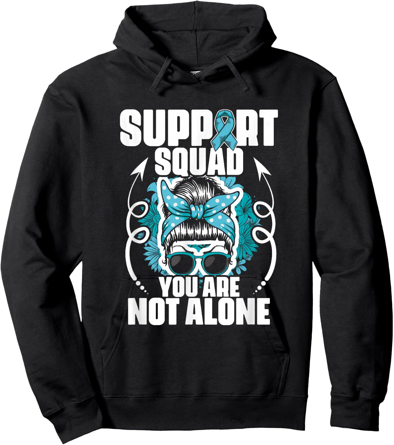 Cervical Support Squad - Ovarian Cancer Teal Cervical Cancer Hoodie - Hoodie | Black