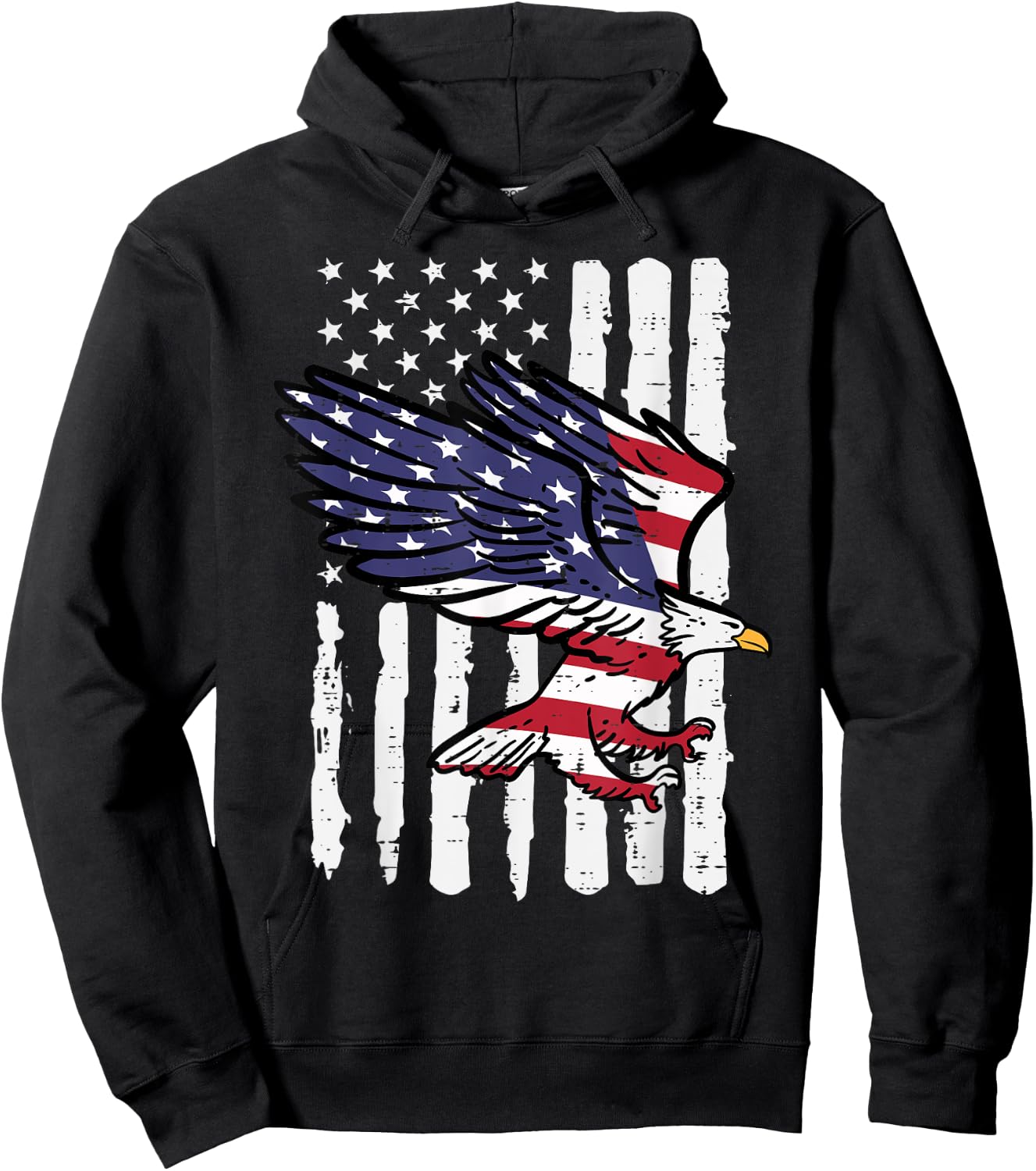 4th Of July American Bald Eagle Flag America Women Men Kids Hoodie - Hoodie | Black