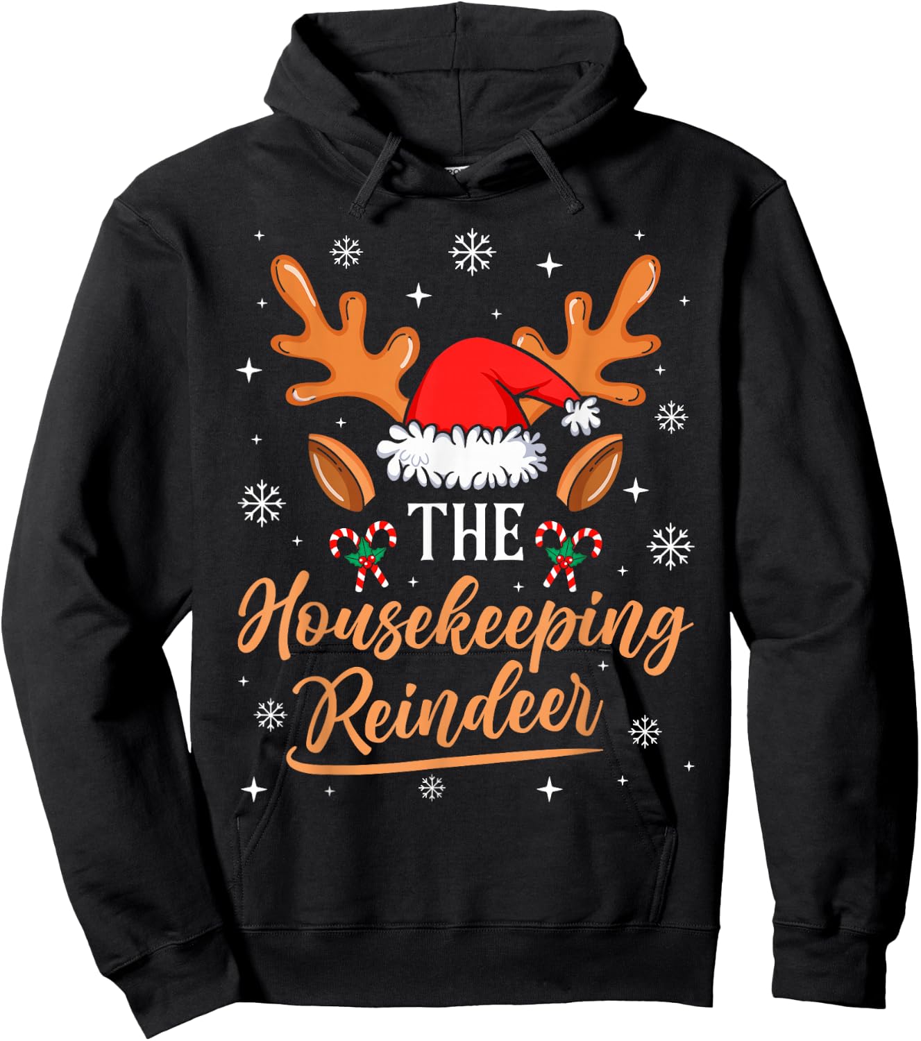 Housekeeping Reindeer Family Matching Christmas Outfit Hoodie - Hoodie | Black