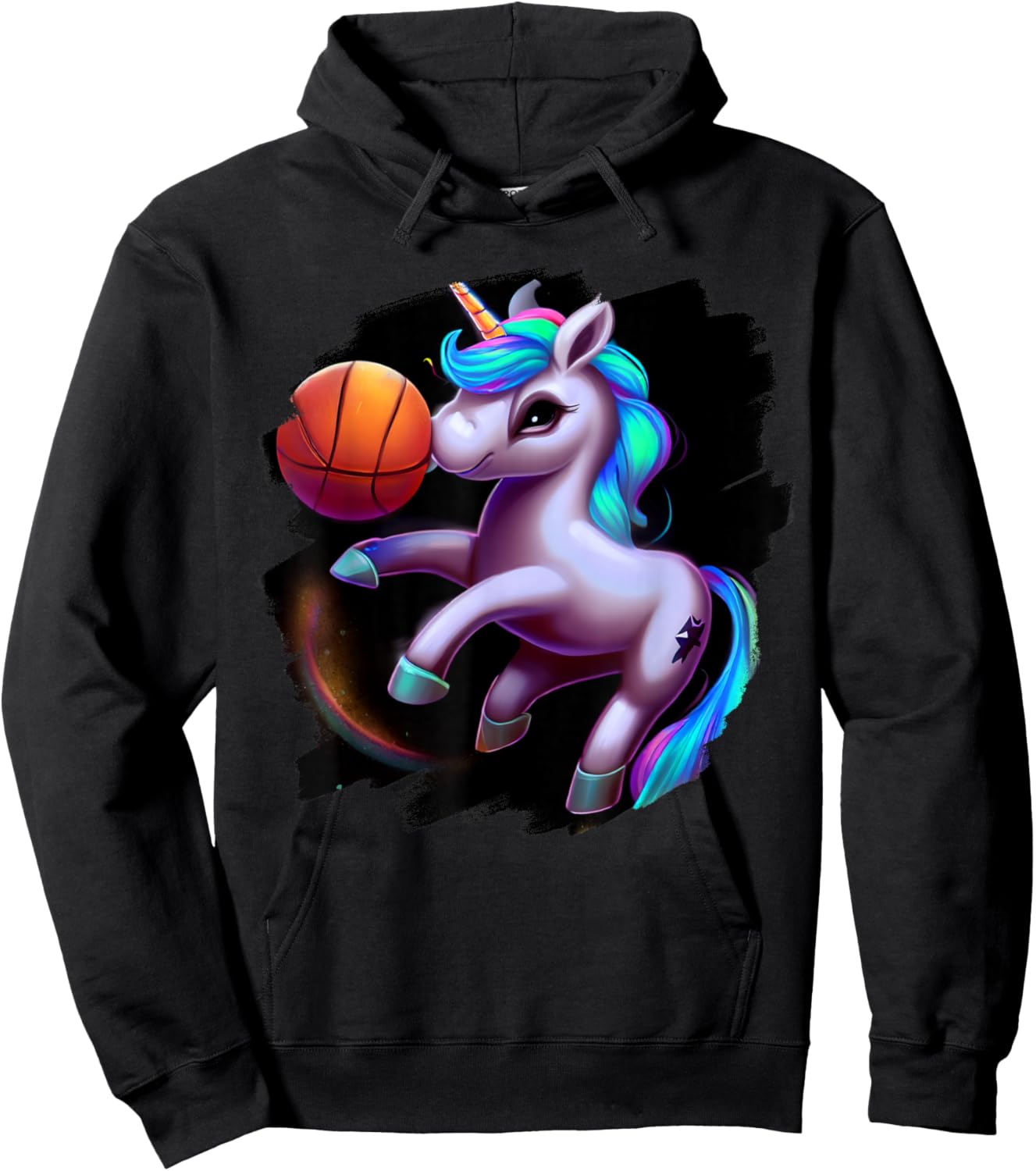 Unicorn Playing Basketball Cool Funny Unicorns Basketball Hoodie - Hoodie | Black