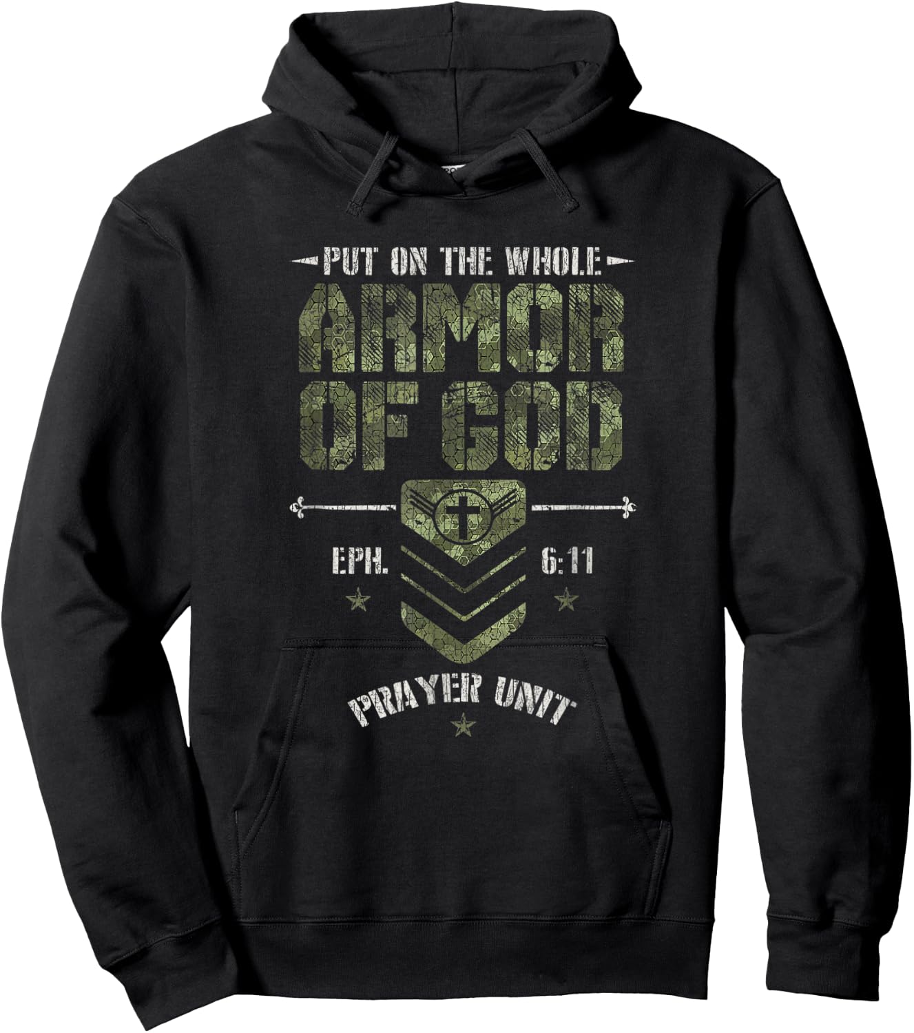 Vintage Camo Armor Of God Christians Religious Camouflage Hoodie - Hoodie | Black