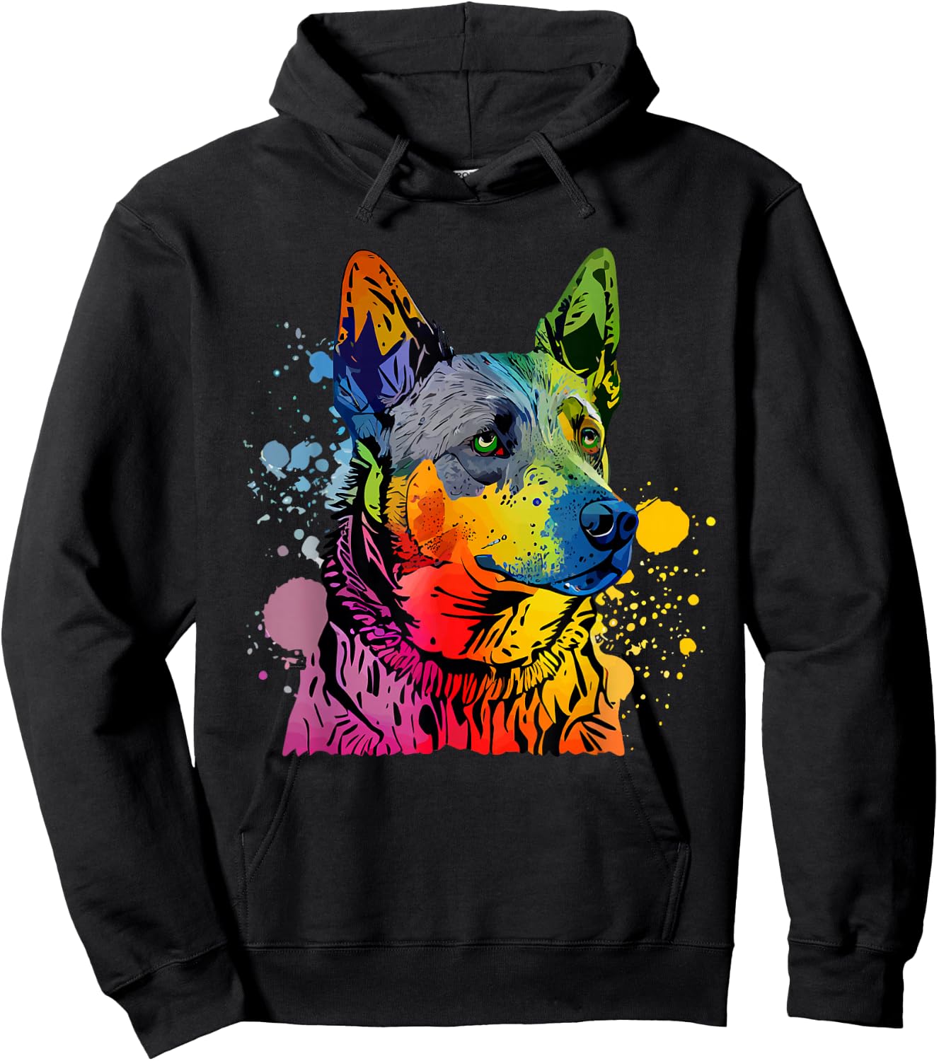 Australian Cattle Dog Heeler Colorful Pop Art Splash Art Hoodie - Hoodie | Black