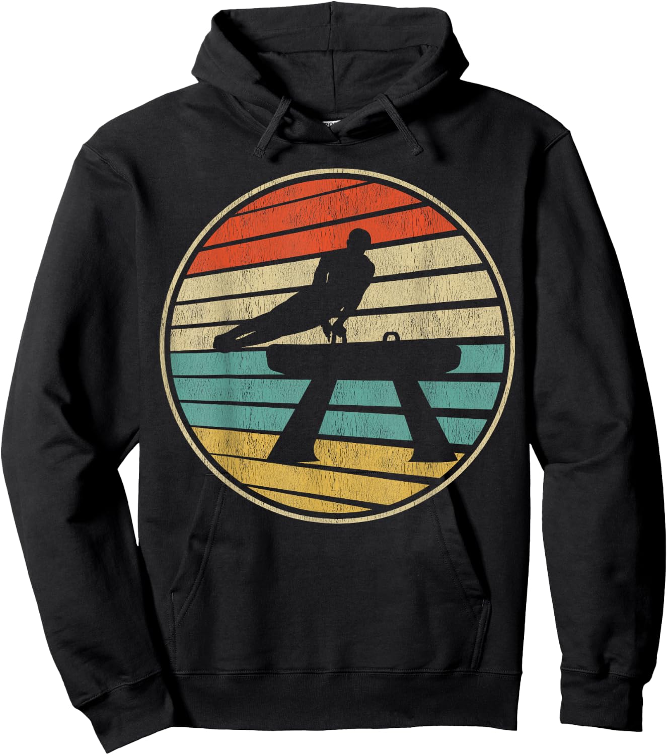 Cute Pommel horse Gift Retro Vintage 70s 80s Gymnastics Fun Hoodie - Hoodie | Black