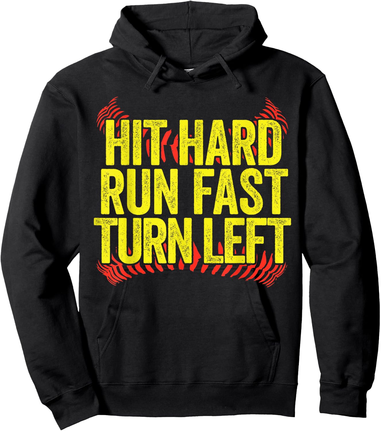 Hit Hard Run Fast Turn Left Funny Softball Hoodie - Hoodie | Black