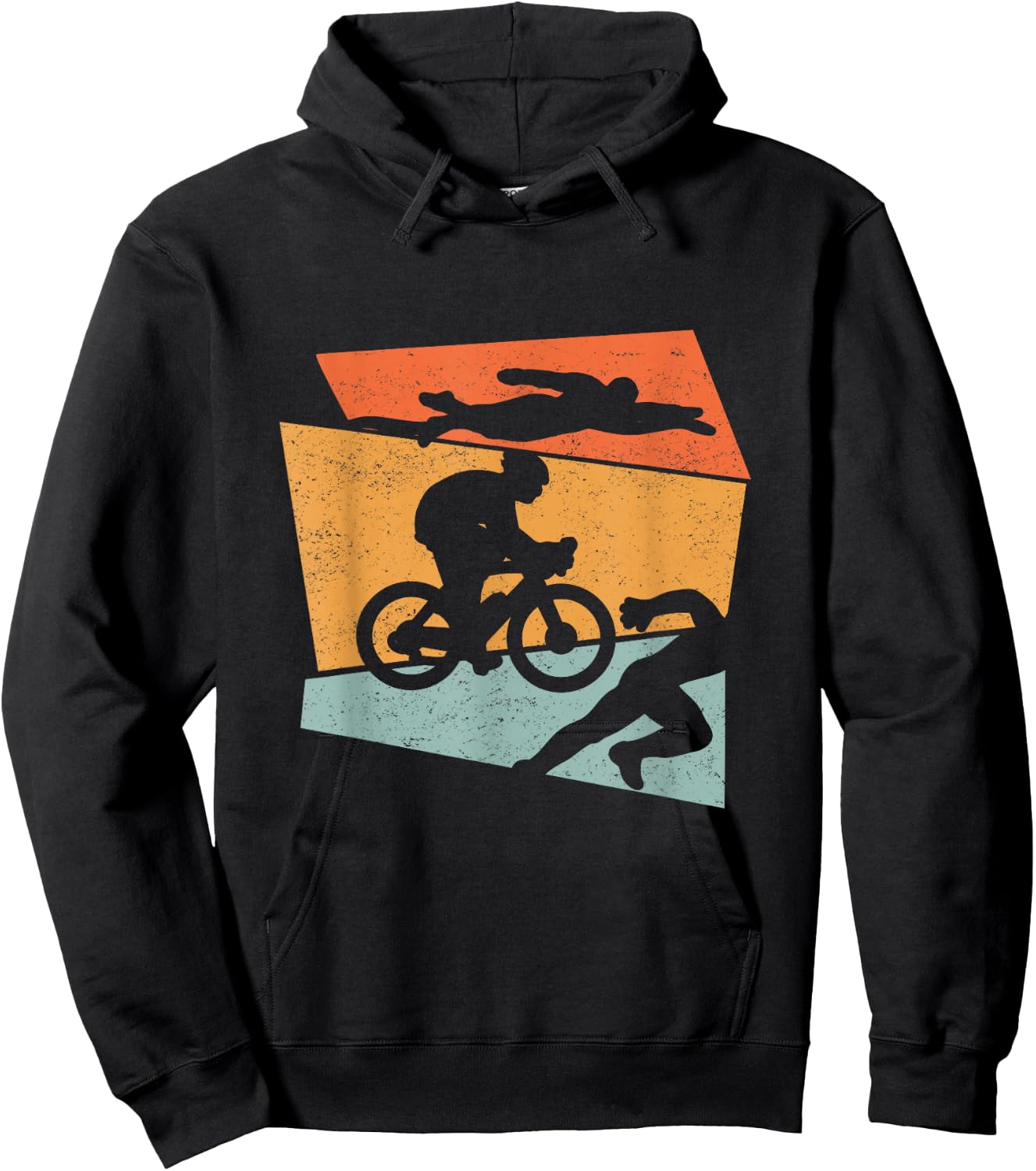 Triathlon Vintage Retro Swimming Cycling Running Athlete SC Hoodie - Hoodie | Black