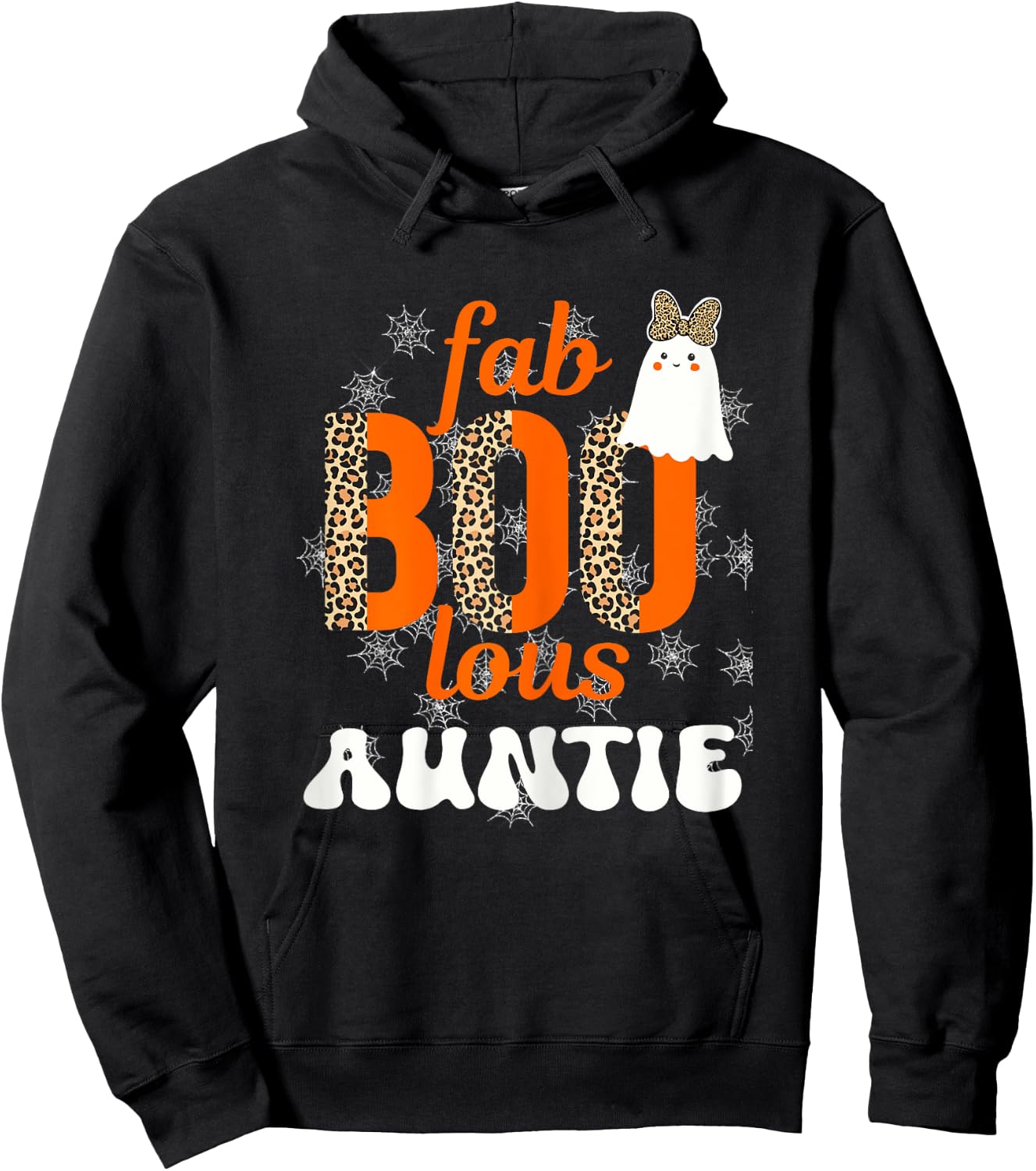 Fab BOO lous Auntie Leopard Halloween Ghost Sheet Hoodie - Hoodie | Black