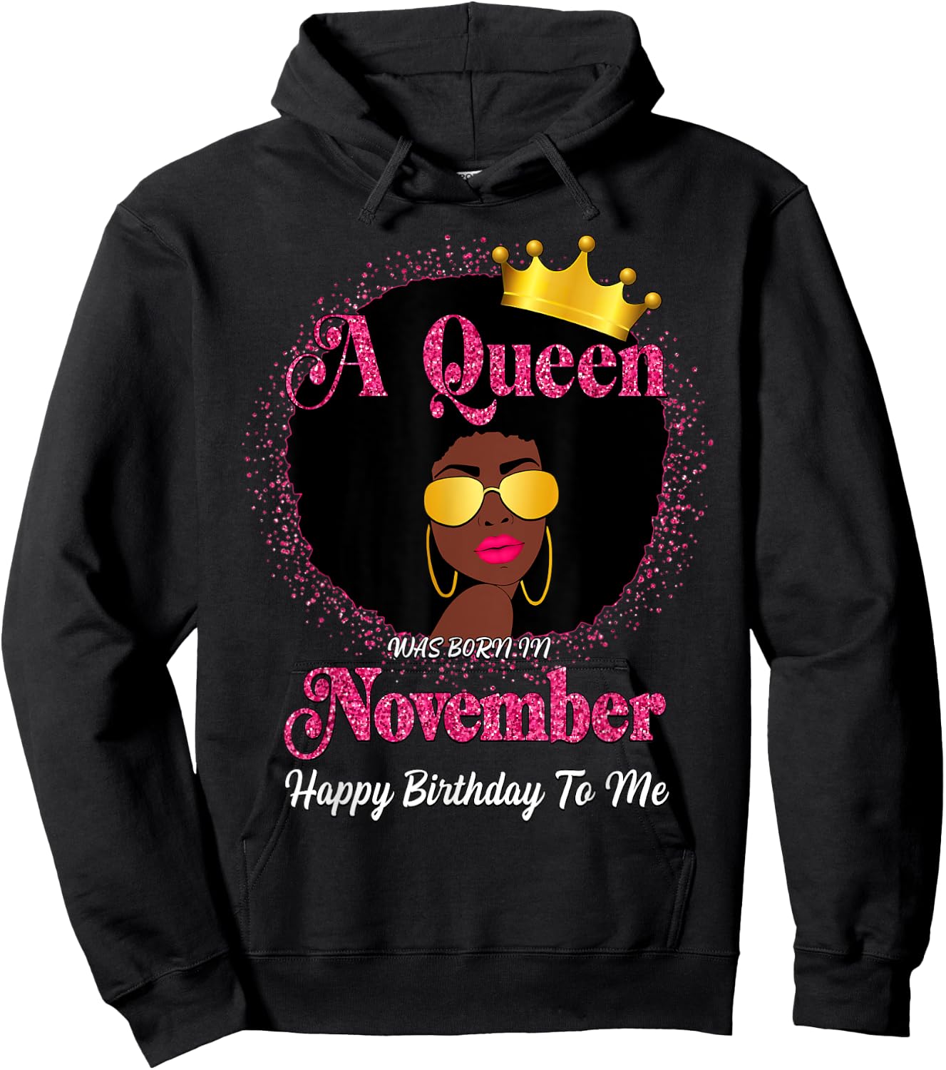 A Queen Was Born In November Afro Diva Birthday Queen Hoodie - Hoodie | Black