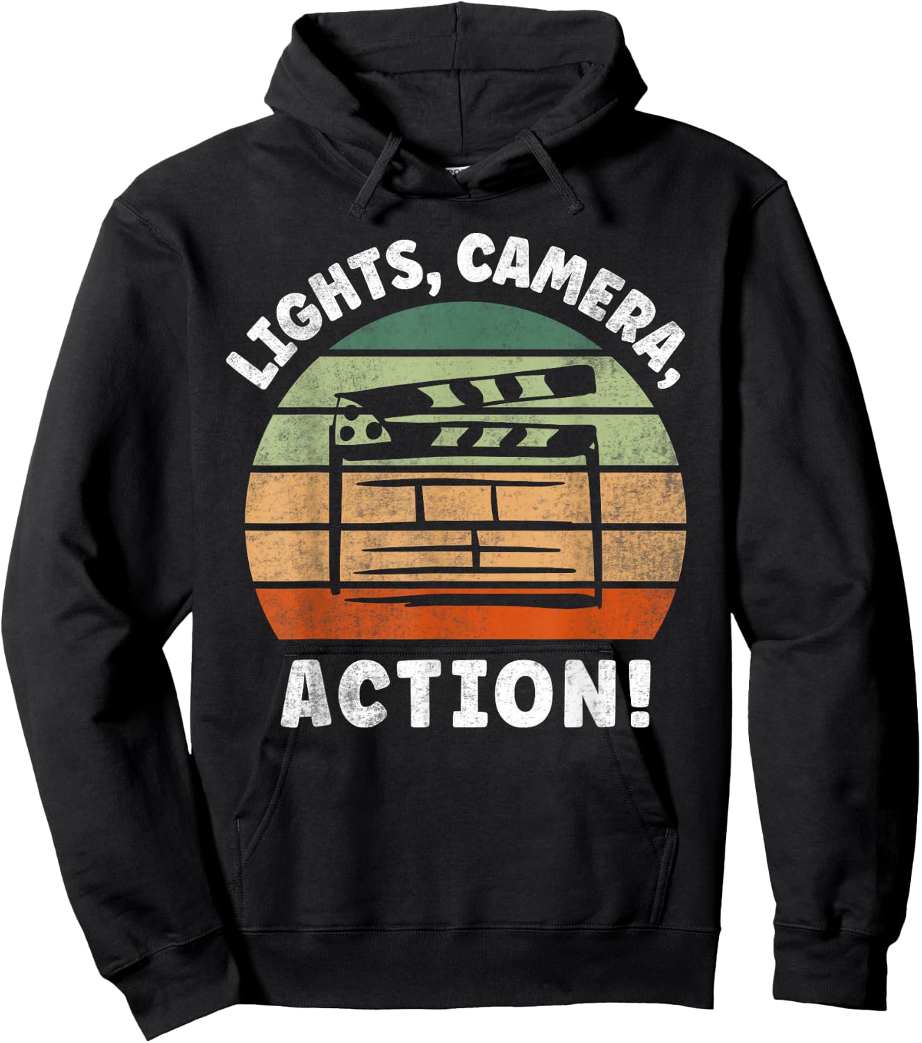 Lights Camera Action Movie Director Movie Clapper Board Hoodie - Hoodie | Black