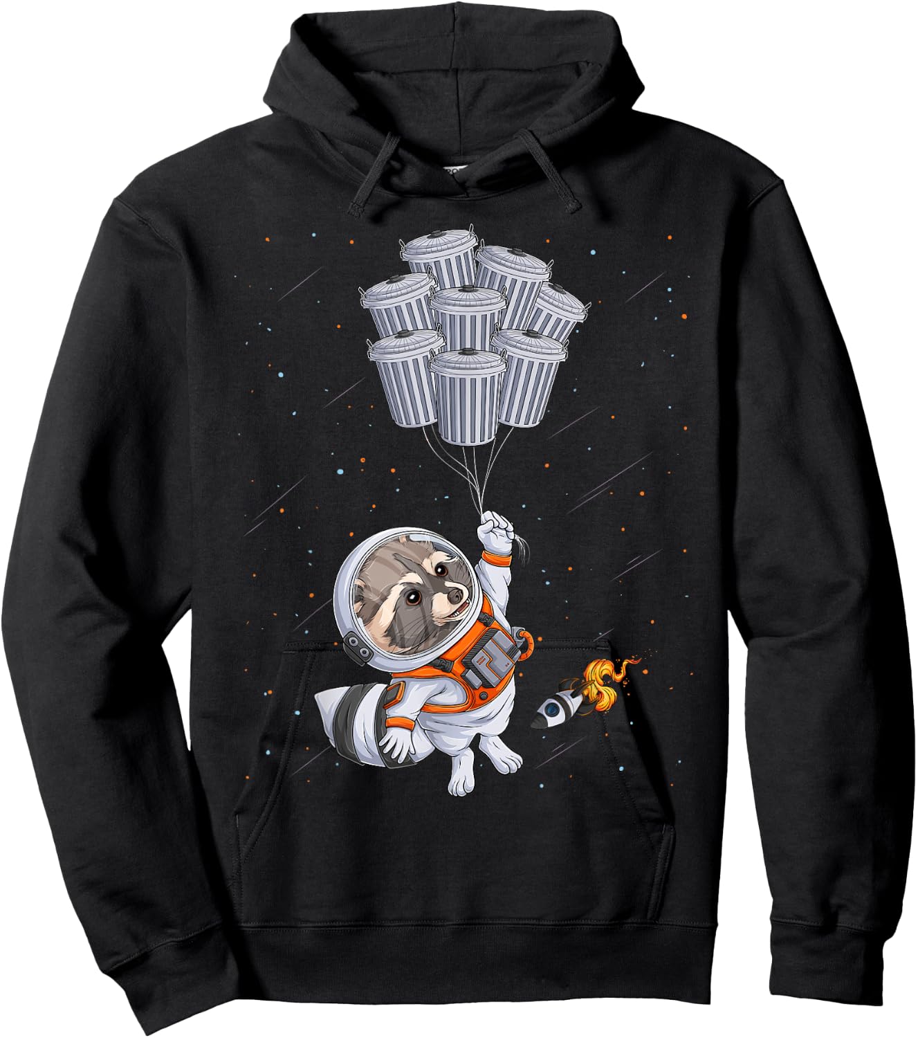 Astronaut animal funny Raccoon Moon trash cans space Hoodie - Hoodie | Black