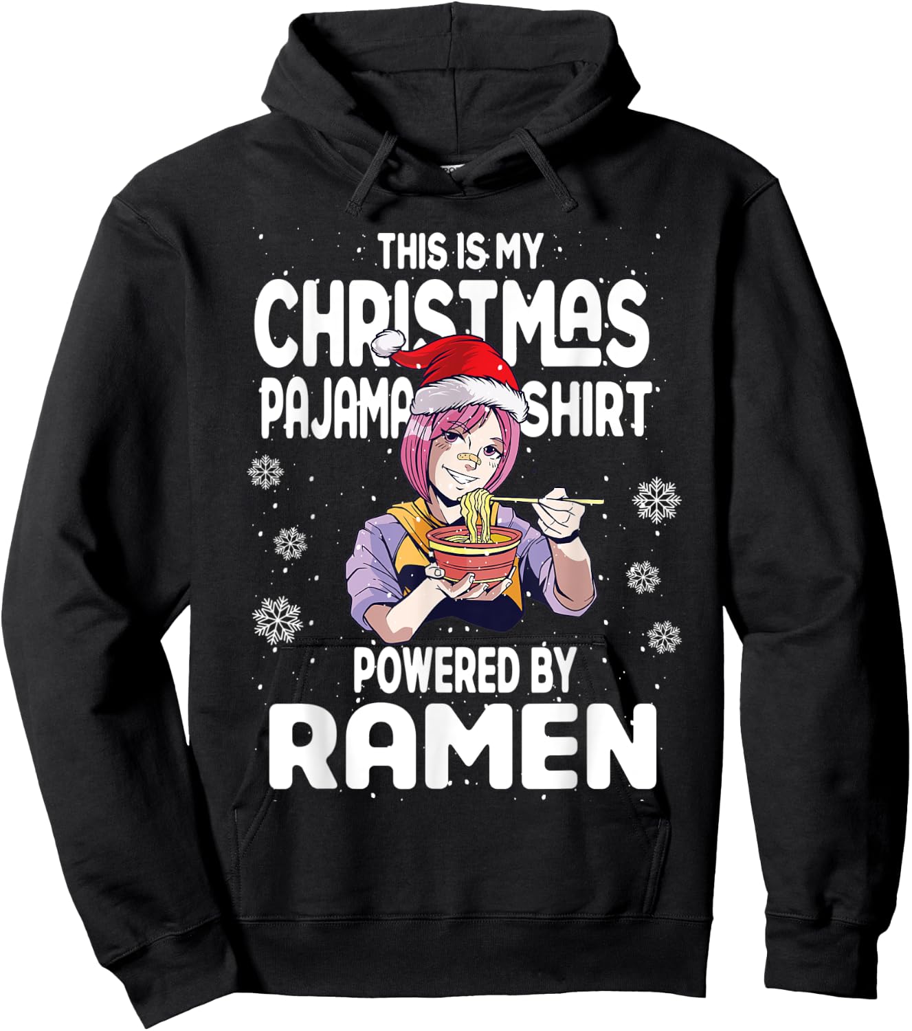 Xmas 2022 This Is My Christmas Pajama Shirt Powered By Ramen Hoodie - Hoodie | Black