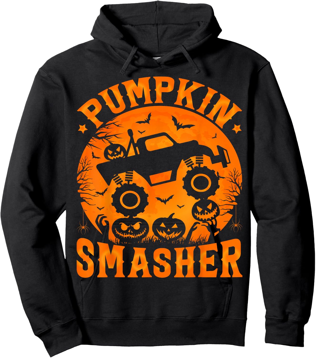 Pumpkin Smasher Halloween Monster truck Boys Halloween Kids Hoodie - Hoodie | Black