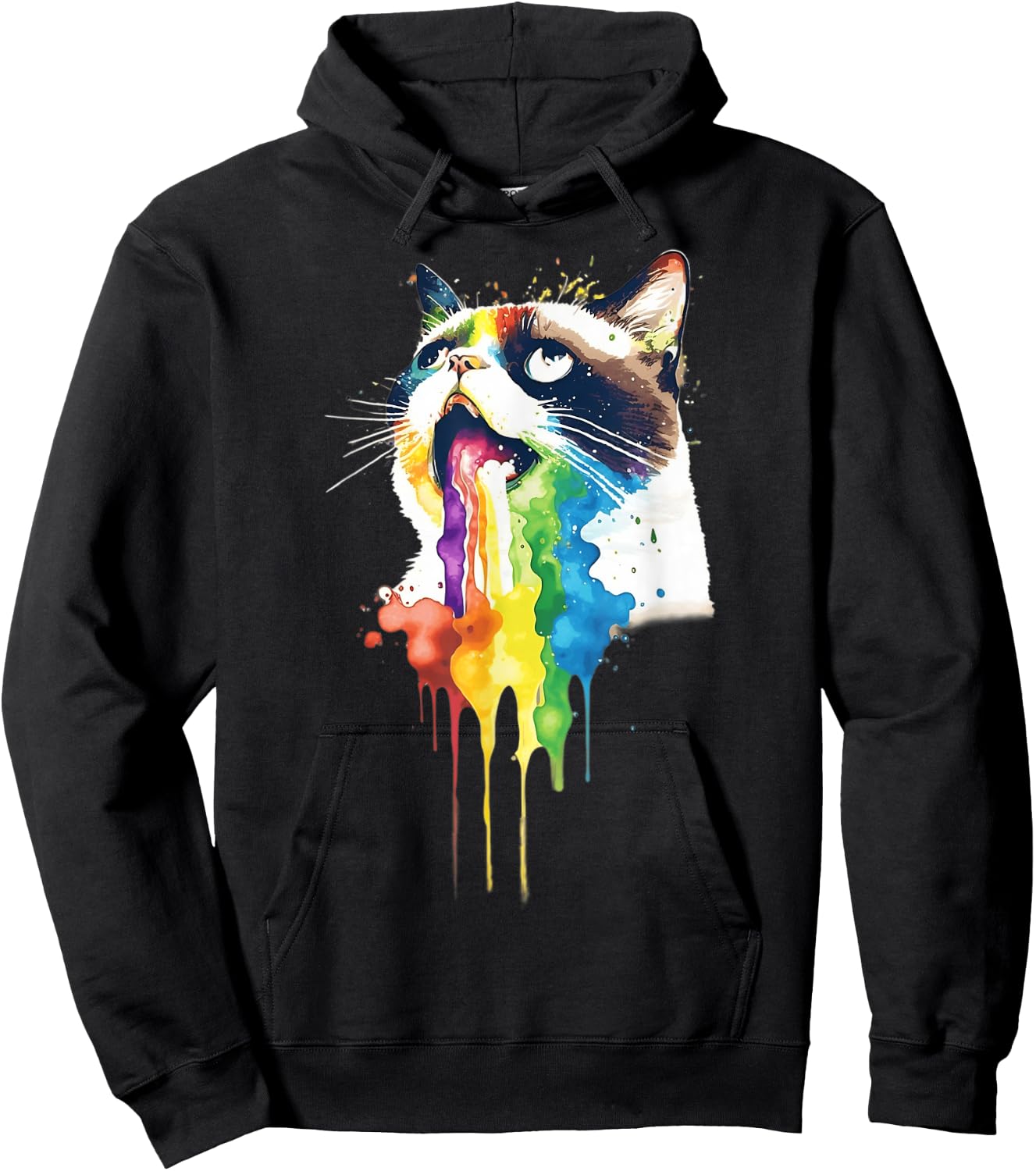 Wacky Barf Cat Rainbow Men Women Kids Hoodie - Hoodie | Black