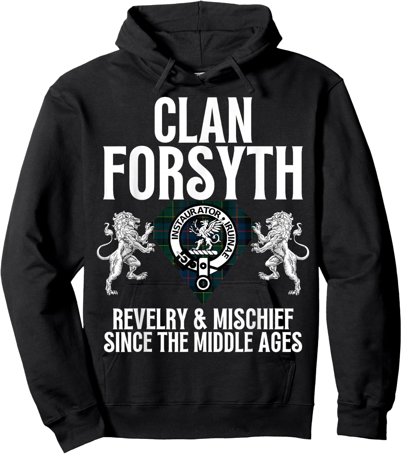 Forsyth Clan Scottish Name Coat Of Arms Tartan Family Party Hoodie - Hoodie | Black
