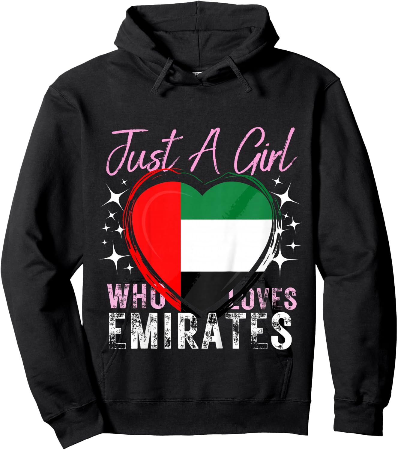 Just A Girl Who Loves UAE Emirates Heart Flag for Girls Hoodie - Hoodie | Black