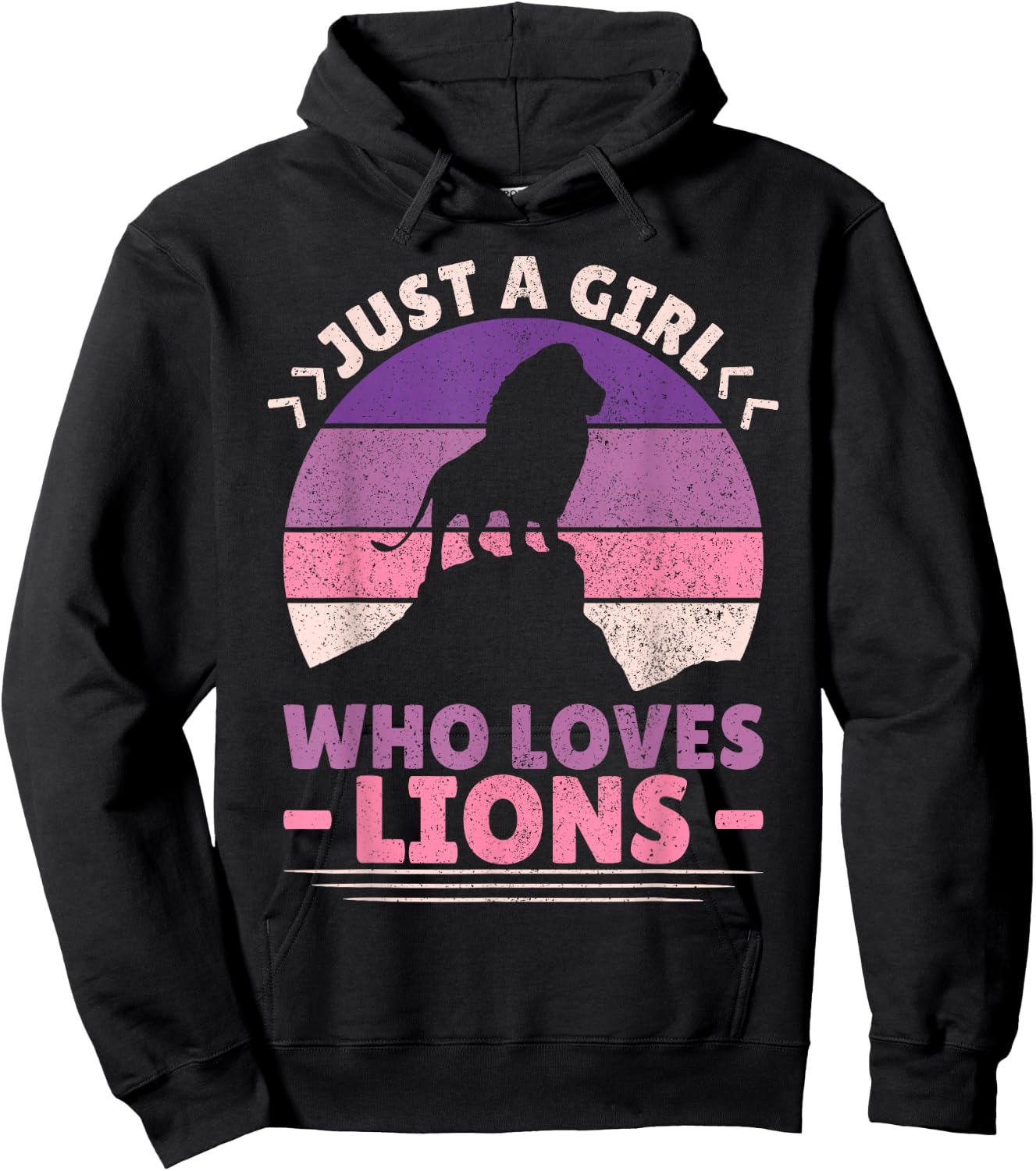 Just A Girl Who Loves Lions African Animal Lover Girls Lion Hoodie - Hoodie | Black