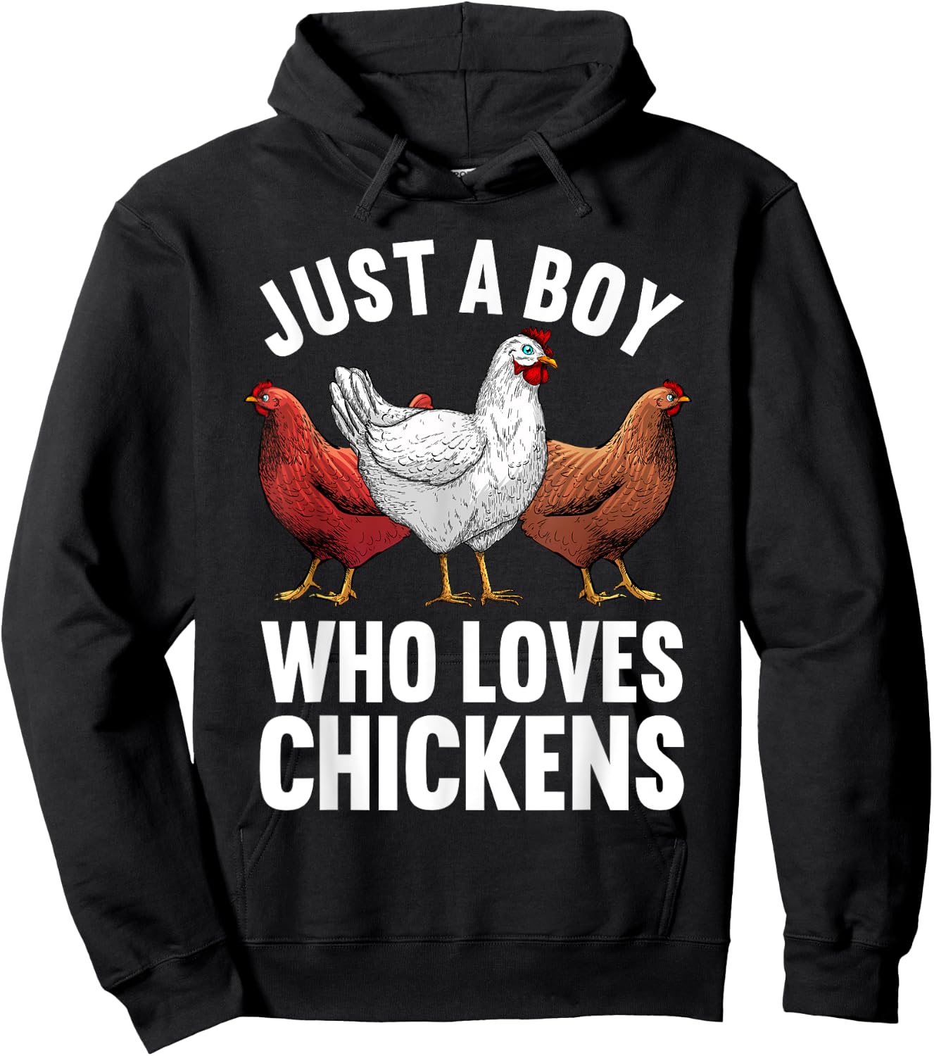 Funny Chicken Art Boys Farm Animal Chicken Farmer Hoodie - Hoodie | Black