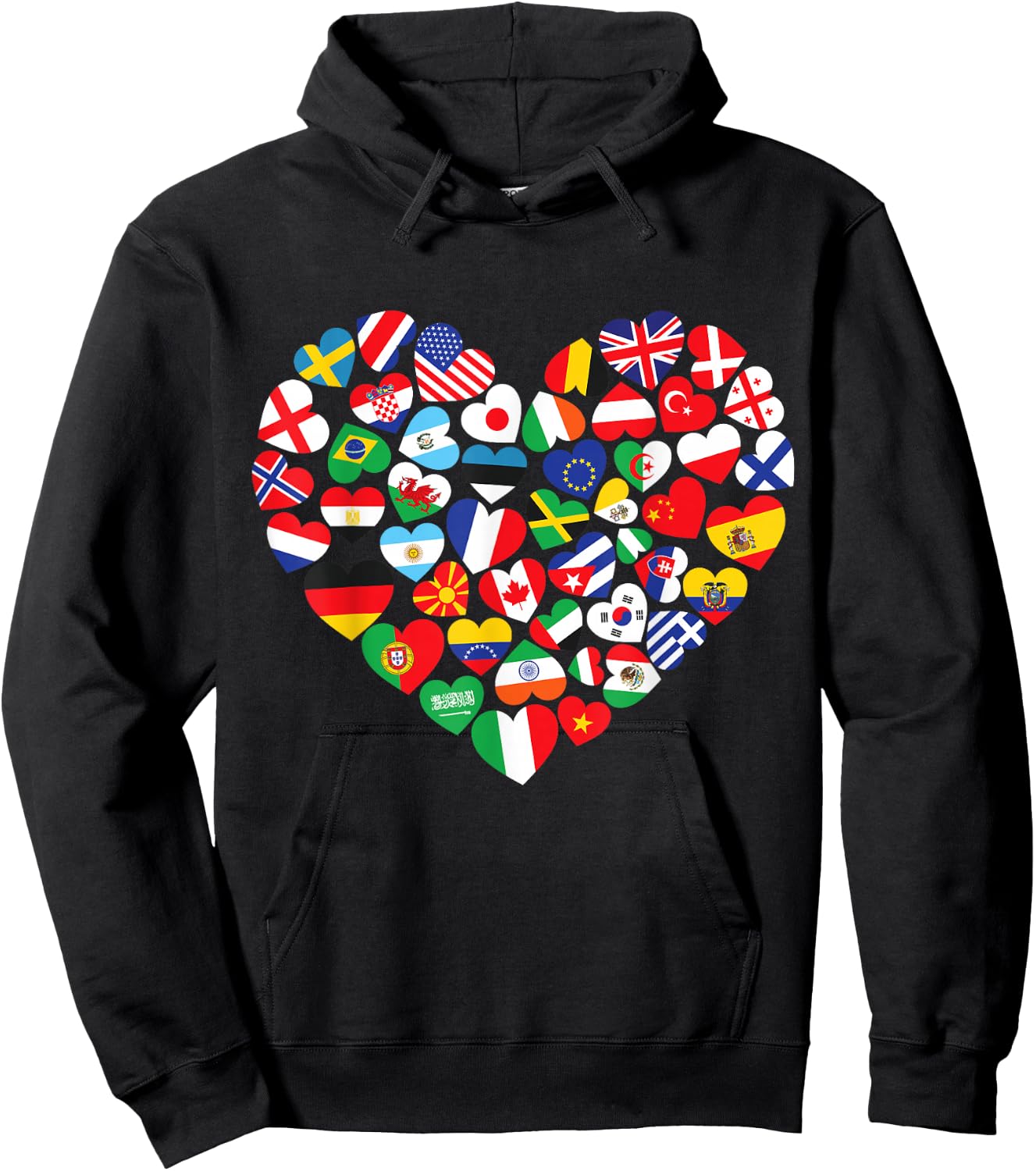 Flags of Countries of the World international flag heart Hoodie - Hoodie | Black