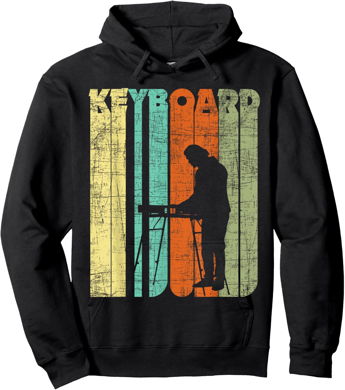 Vintage Keyboard Player Keyboardist Keyboarder Pianist Hoodie - Hoodie | Black