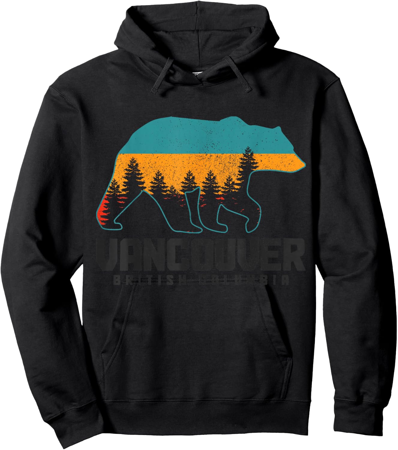 Vancouver BC British Columbia Bear Grizzly Outdoor Vintage Hoodie - Hoodie | Black