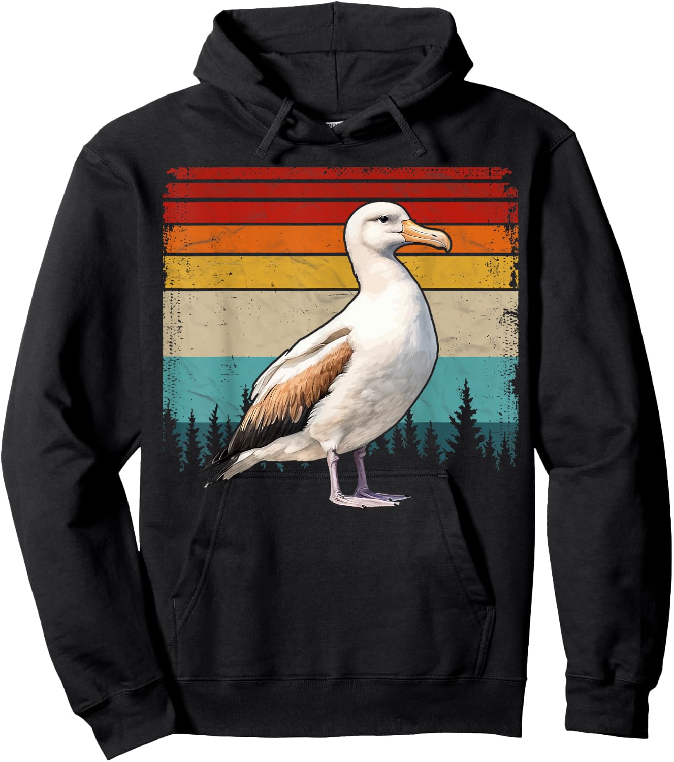 Albatross Vintage Distressed Retro Style Cool Albatross Bird Hoodie - Hoodie | Black