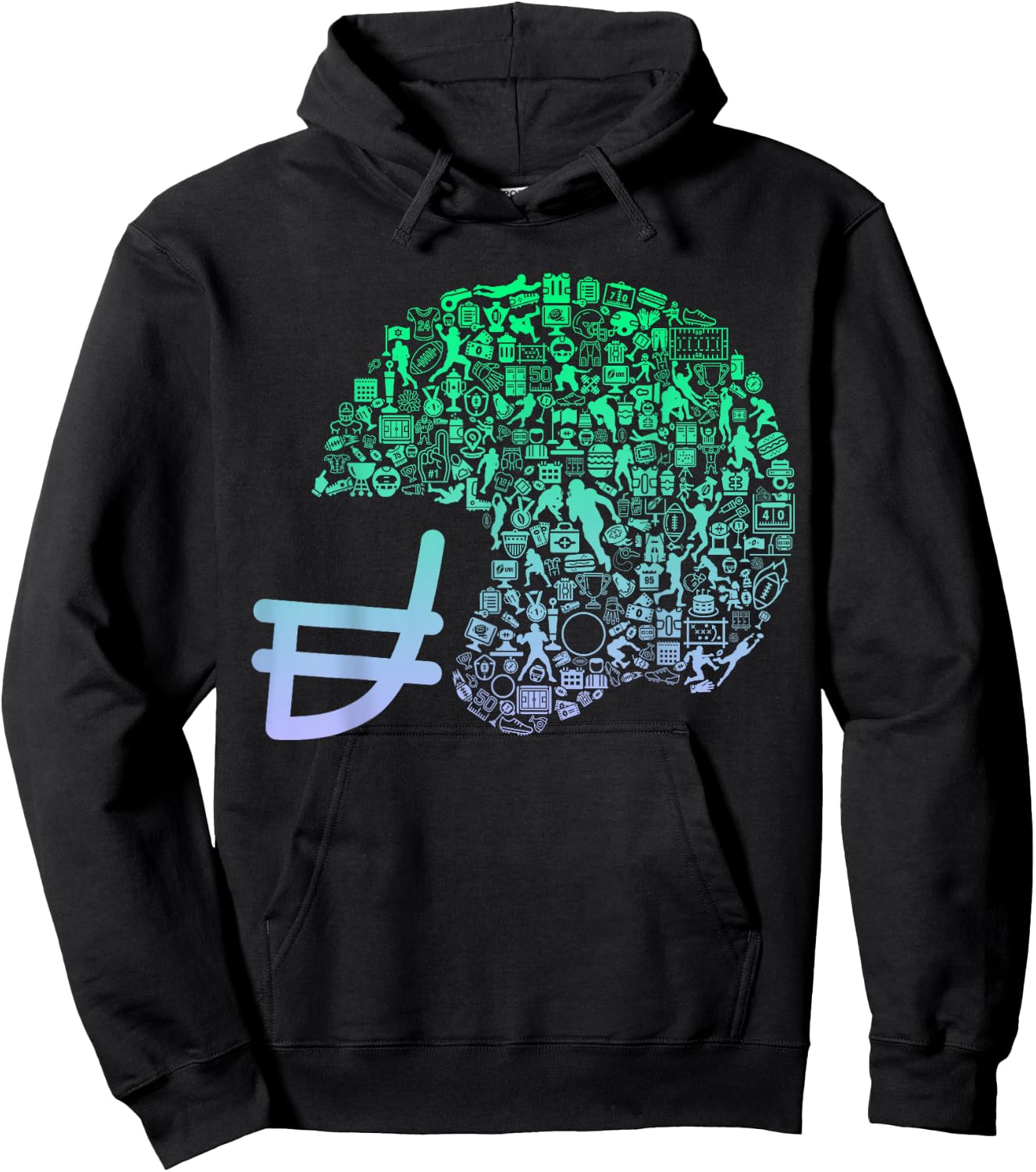 Football Helmet Design for Football Player | Boys Football Hoodie - Hoodie | Black