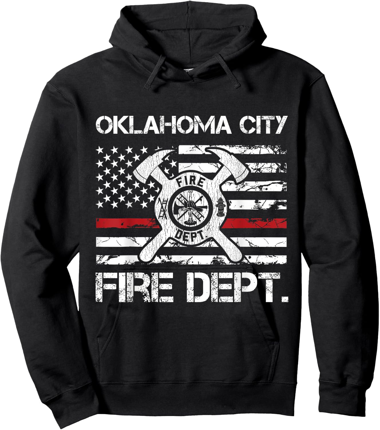 Oklahoma City Oklahoma Fire Department Thin Red Line Fireman Hoodie - Hoodie | Black
