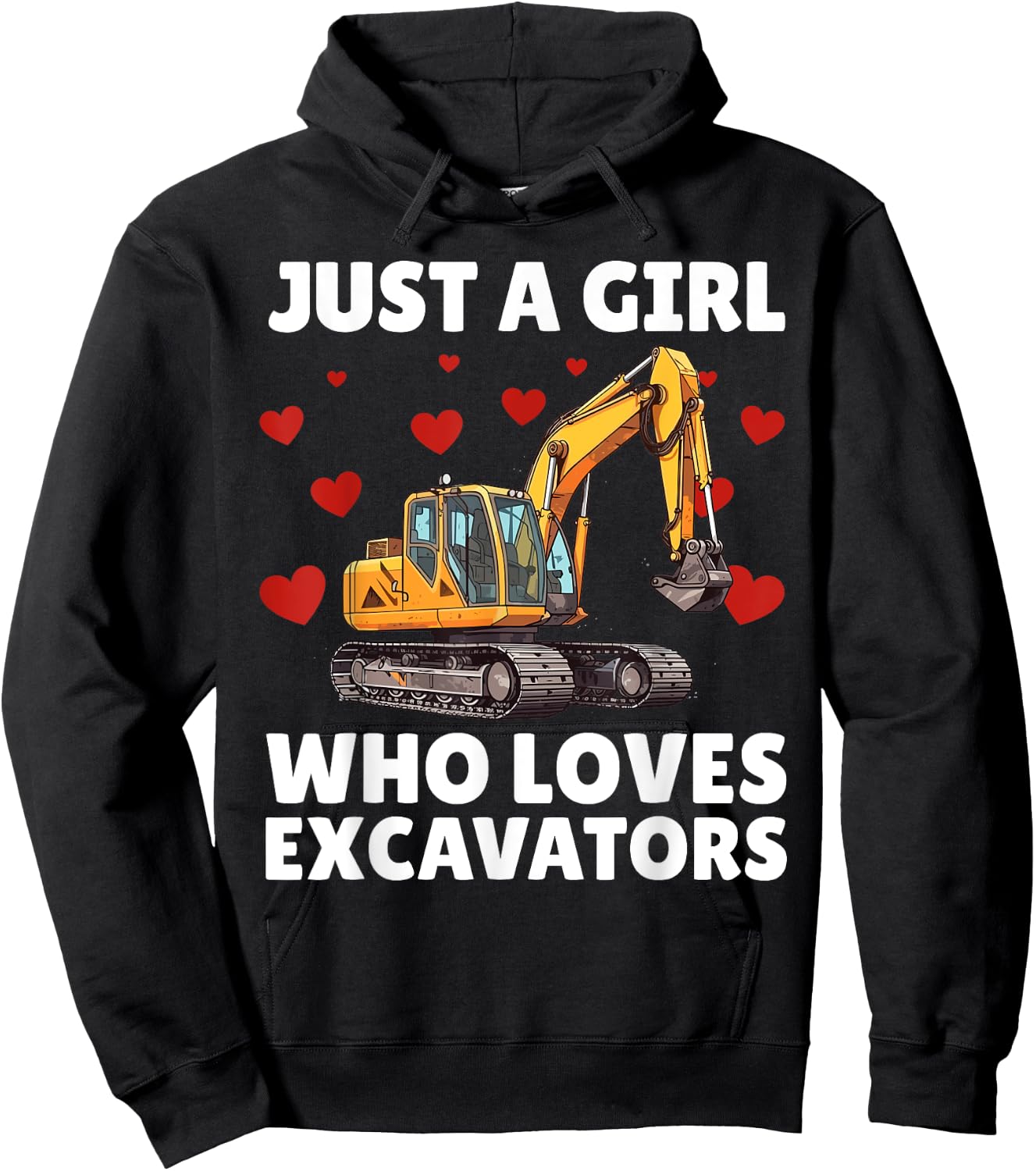 Funny Excavator Art For Girls Women Toddler Excavator Lover Hoodie - Hoodie | Black