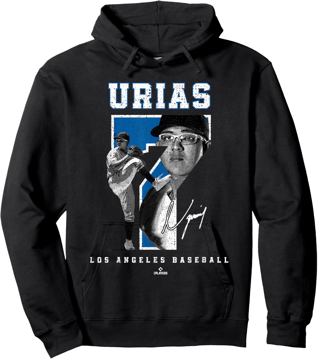 Number and Portrait Julio Urias Los Angeles MLBPA Hoodie - Hoodie | Black