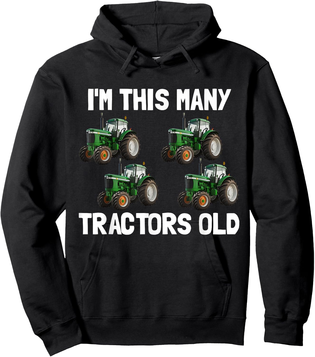 I'm This Many Tractors Old 4 Years Old Boys 4th Birthday Hoodie - Hoodie | Black