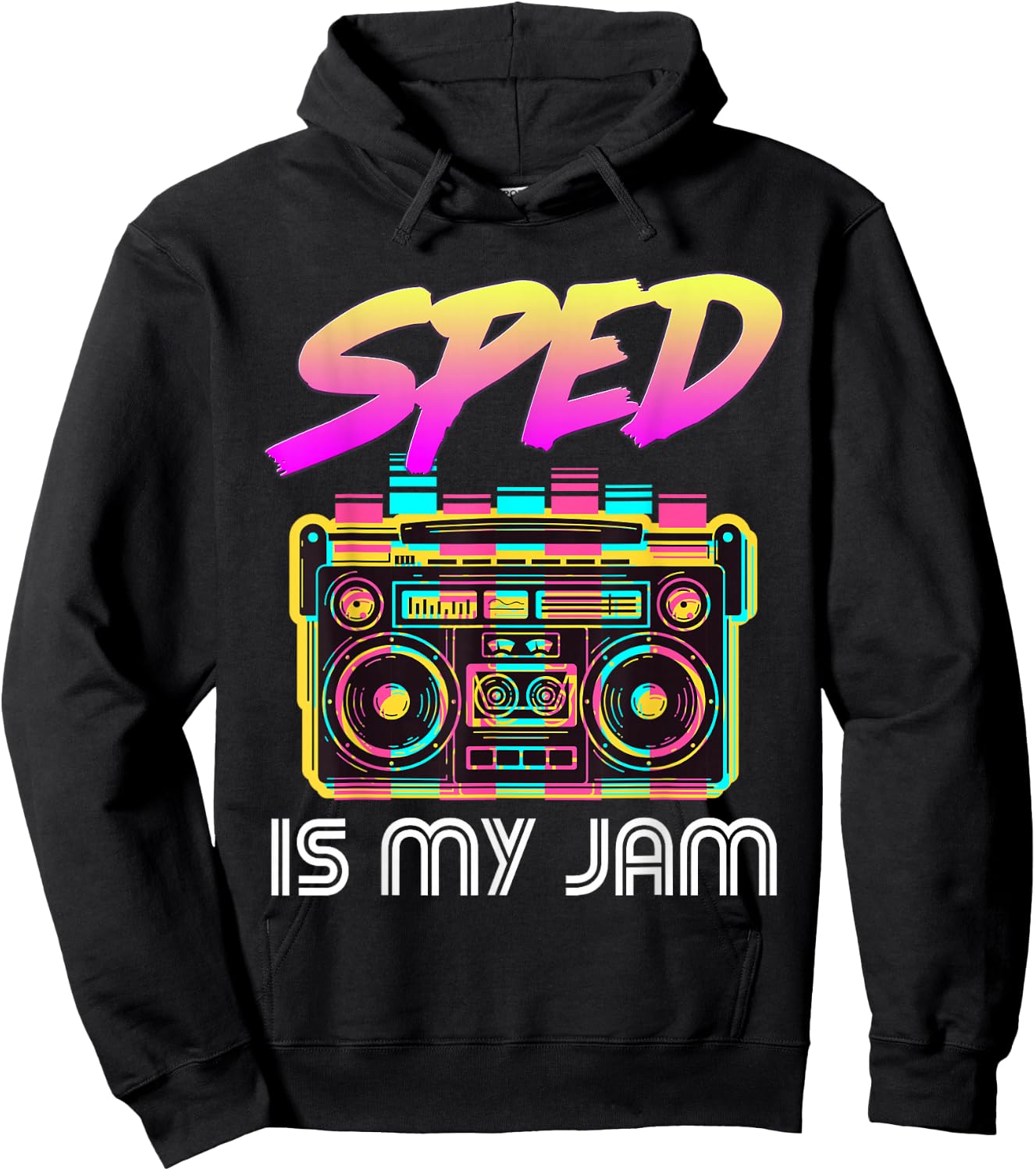 Back to School Retro SPED is My Jam 80s Teacher Boombox Hoodie - Hoodie | Black