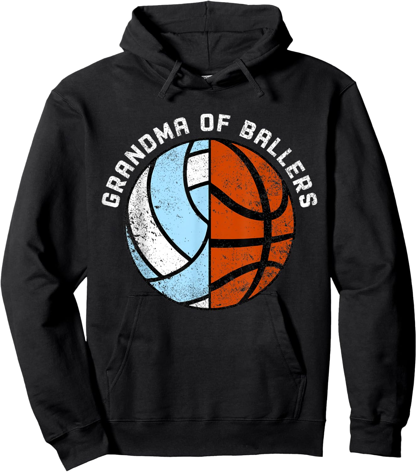 Grandma Of Ballers Funny Volleyball Basketball Grandma Hoodie - Hoodie | Black
