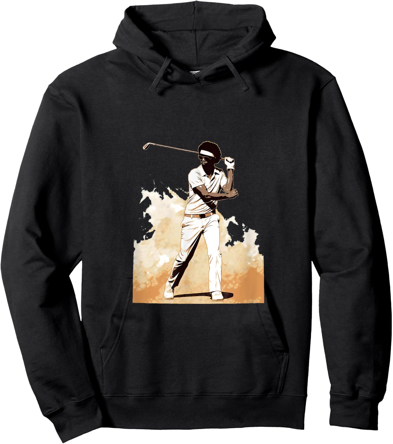 Golfer Afro Man Golf Player African American Golfing Men Hoodie - Hoodie | Black