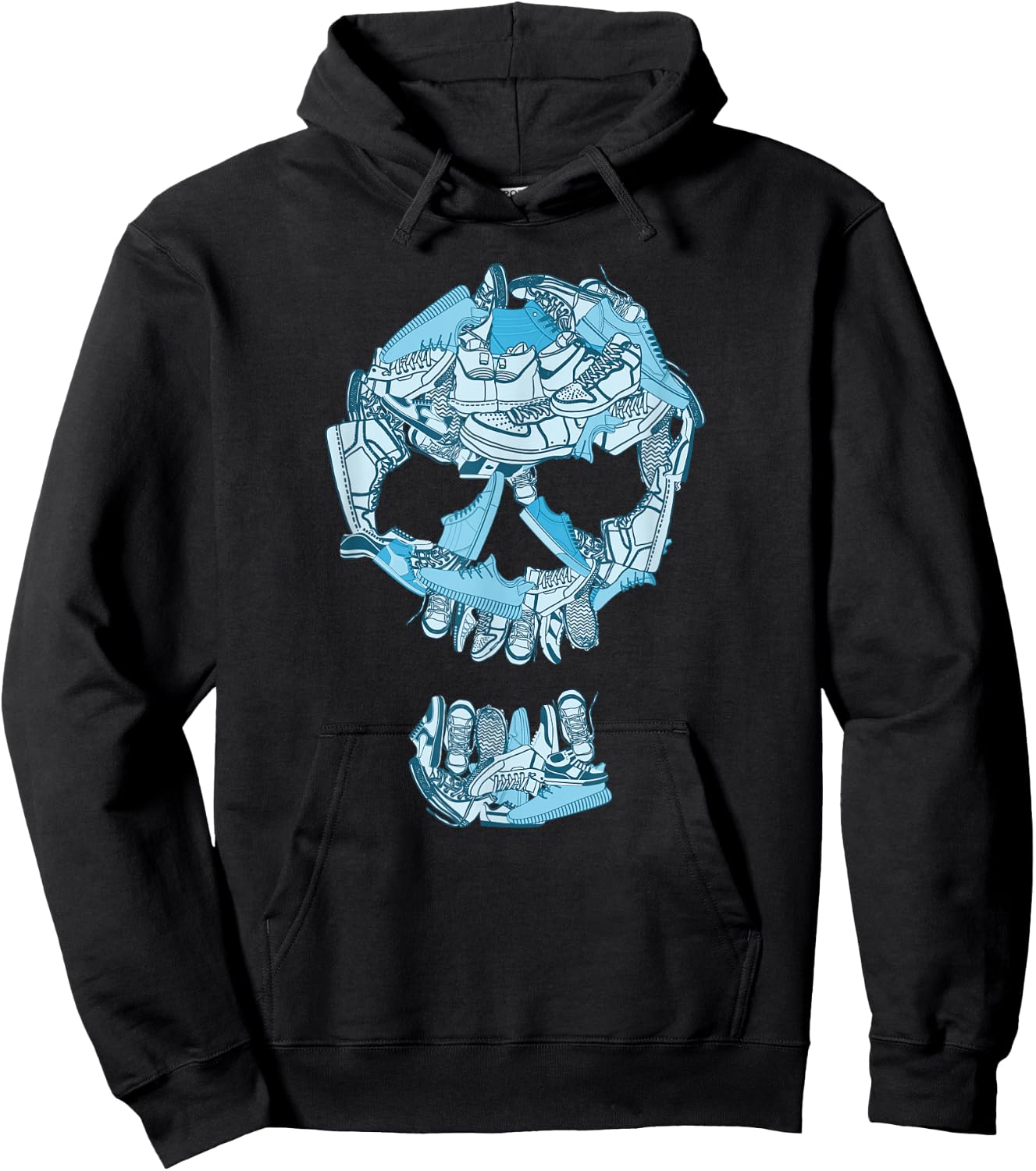 Blue Big Ol' Sneaker Head Blue Color Graphic Hoodie - Hoodie | Black