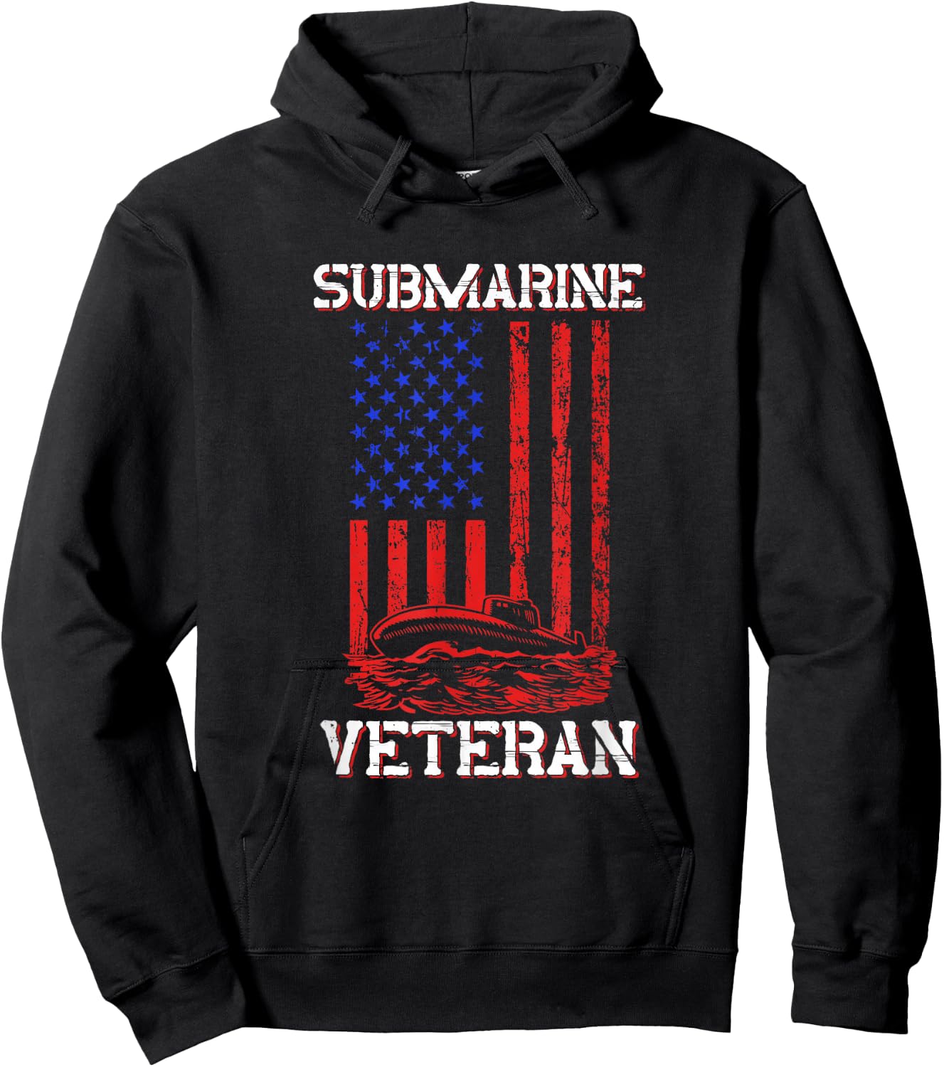 Submarine Veteran Flag Patriotic Sub Service Submariner Hoodie - Hoodie | Black