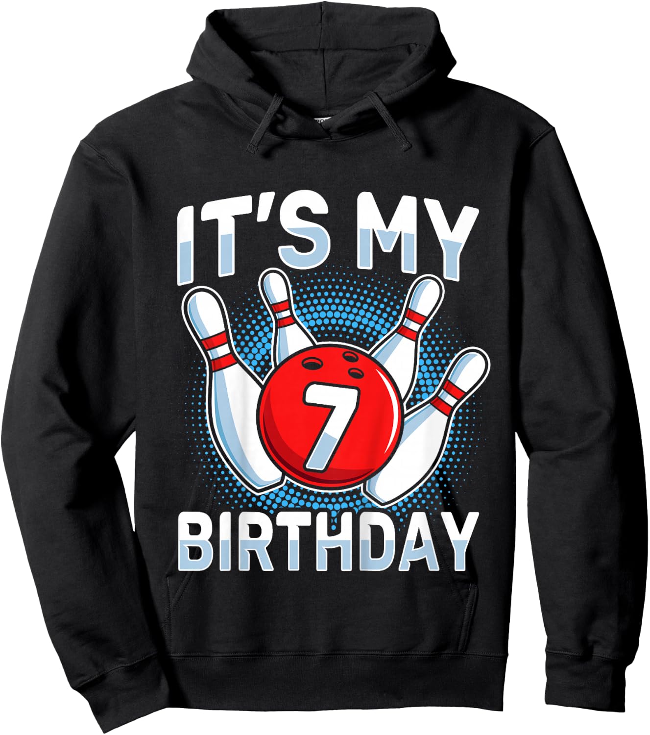 7 Years Old Bowling 7th Birthday Party Boys Girls Hoodie - Hoodie | Black