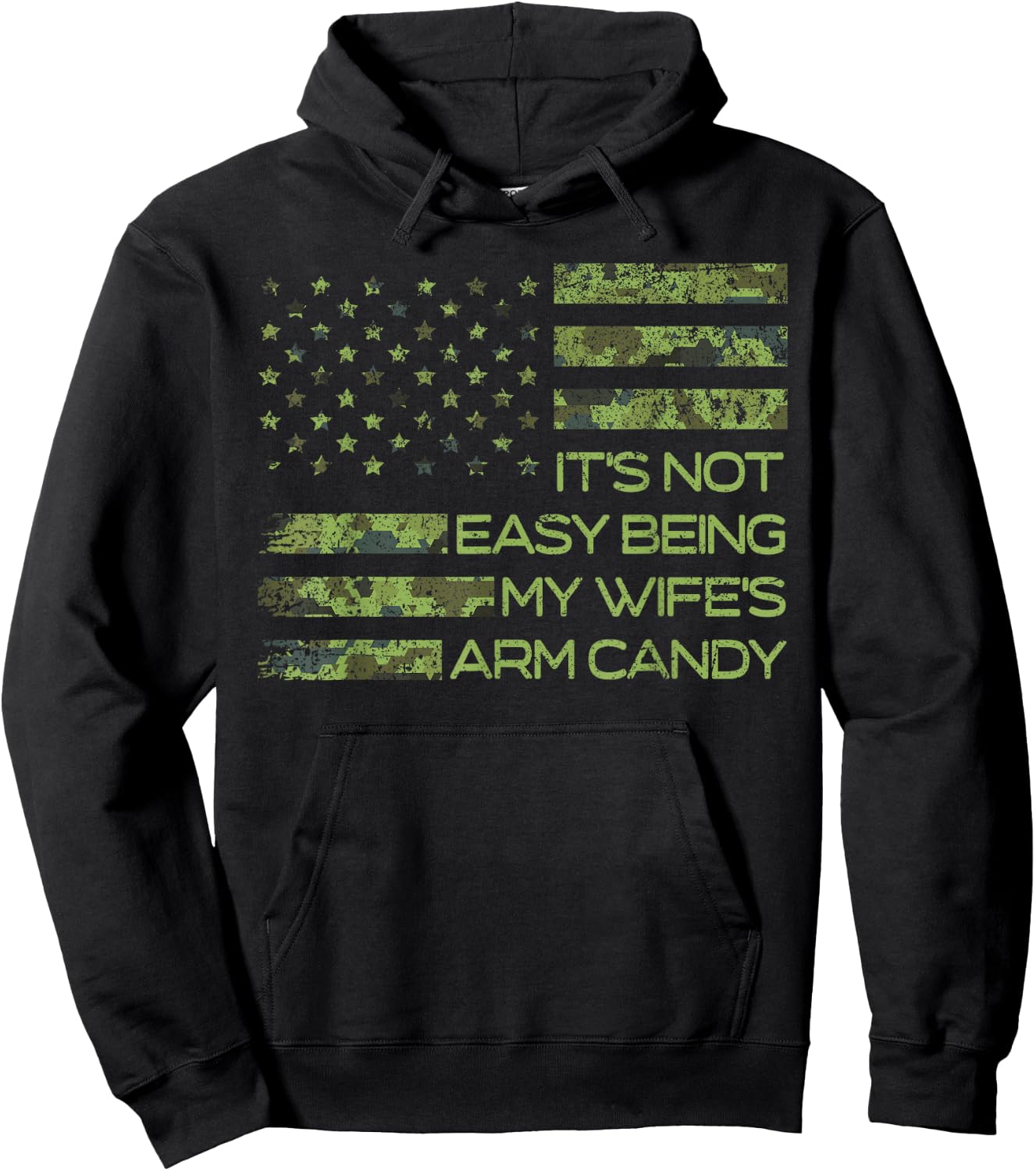 It's Not Easy Being My Wife's Arm Candy Vintage USA Flag Women Girls Kids Men Hoodie - Hoodie | Black