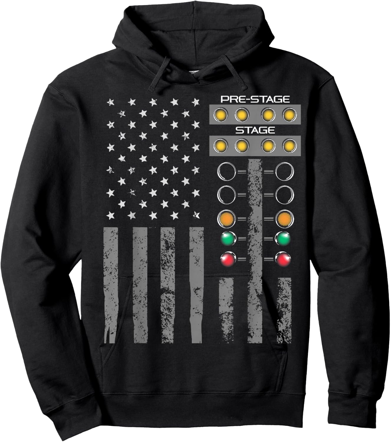 American Flag Drag Racing Strip Tree Light for Dragster Hoodie - Hoodie | Black